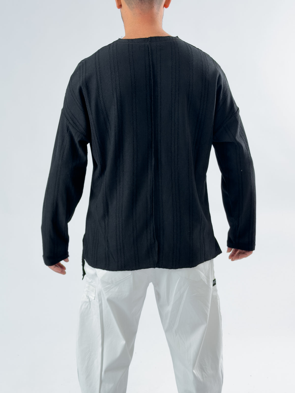 Siyah Asimetrik Erkek Sweatshirt COC3457