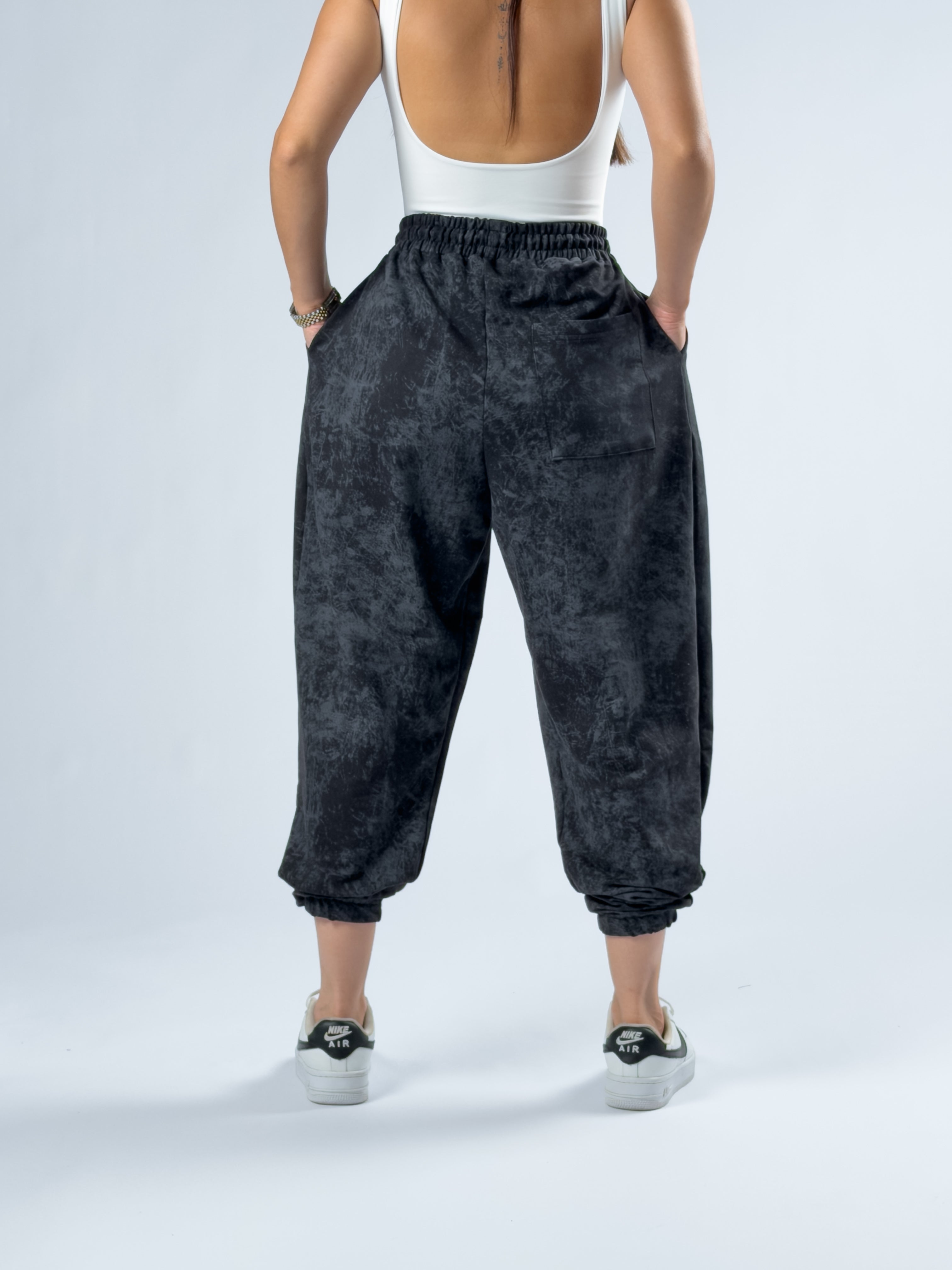 Siyah Baskılı Kadın Jogger Pantolon COC3343