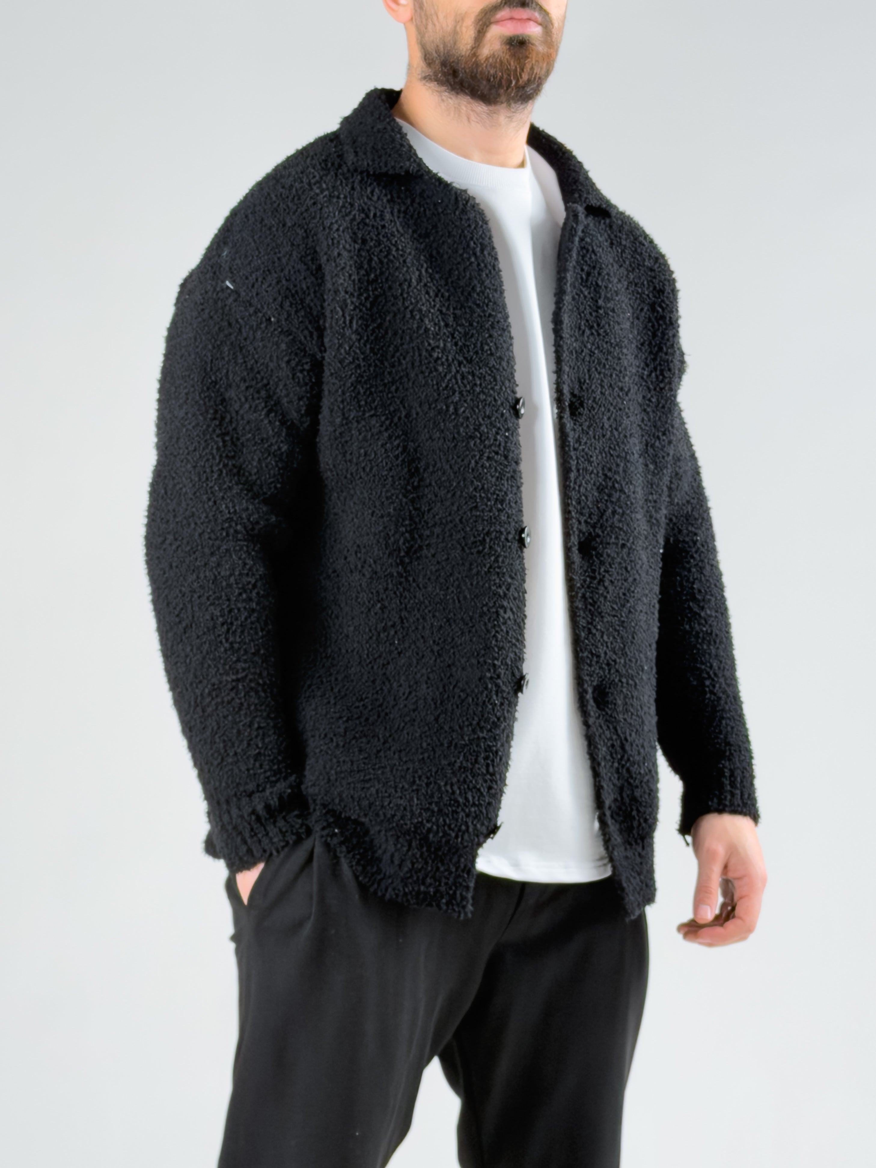 Siyah Erkek Peluş Hırka COCK0063
