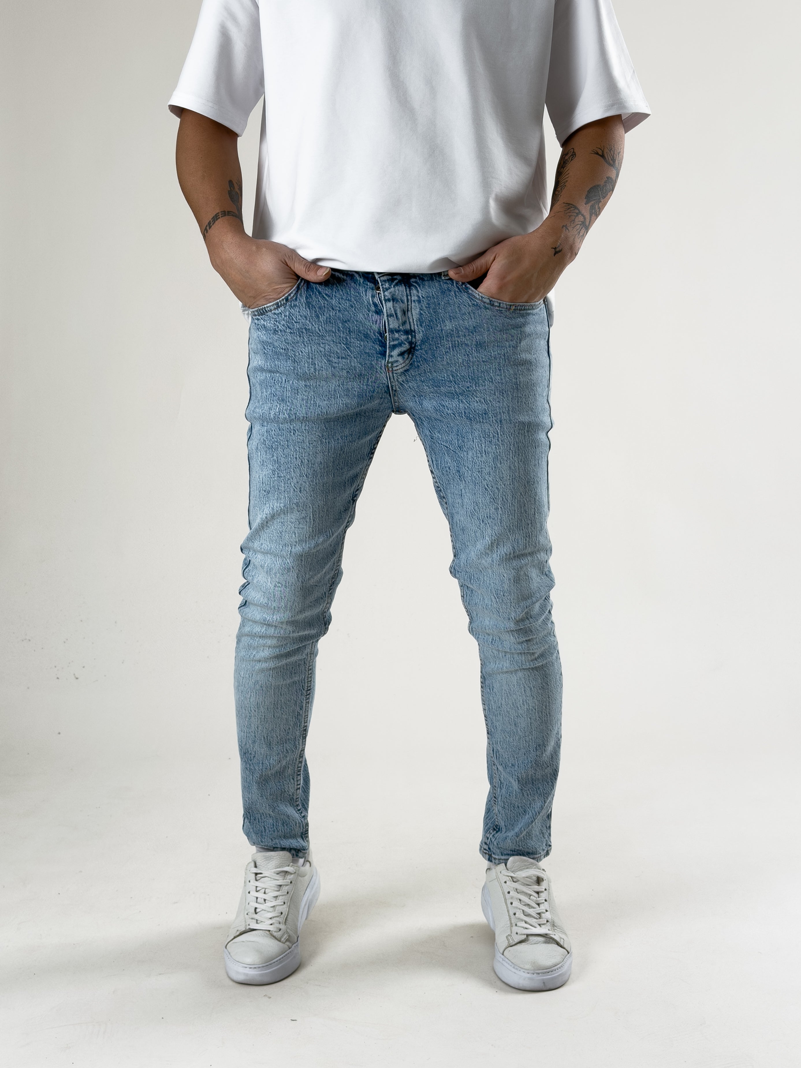 Slim Fit Buz Mavisi Erkek Kot Pantolon COC2715