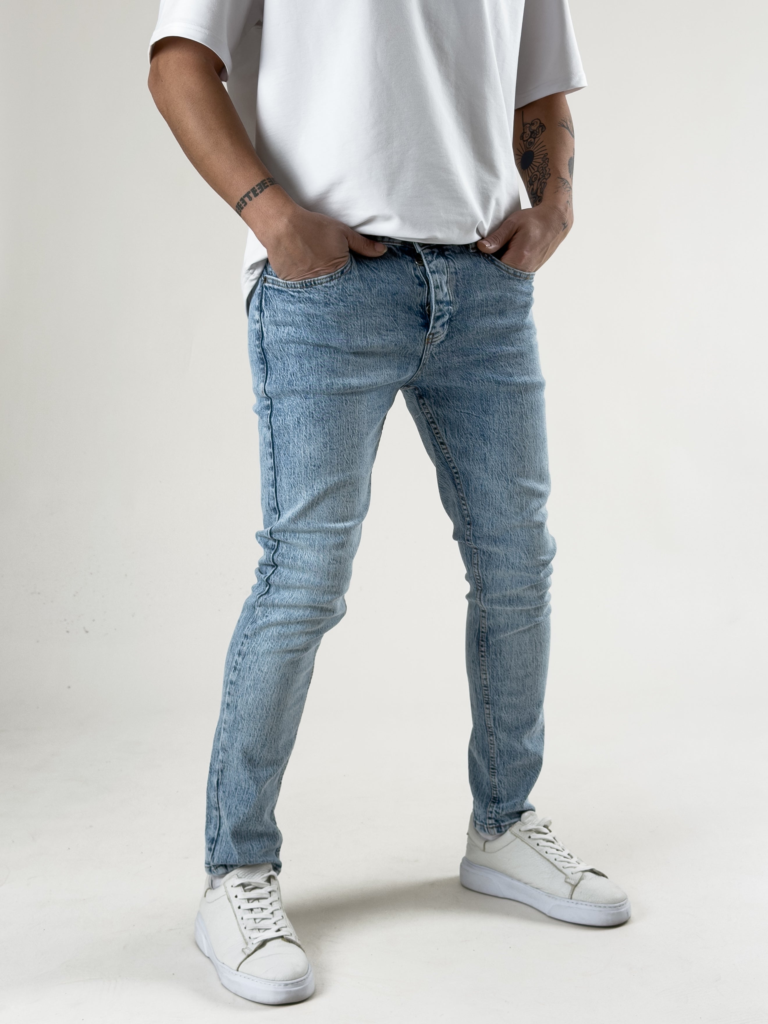 Slim Fit Buz Mavisi Erkek Kot Pantolon COC2715