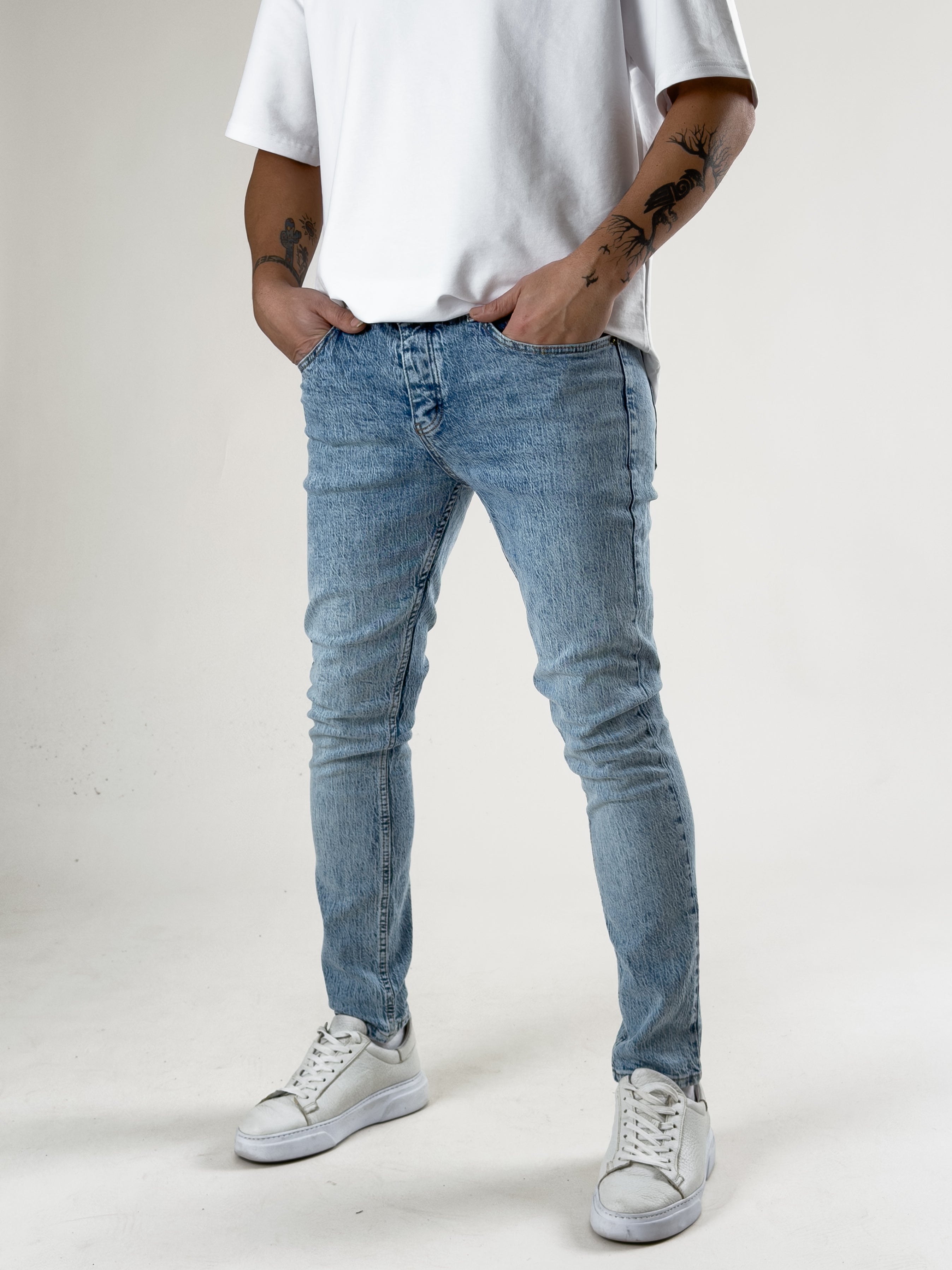 Slim Fit Buz Mavisi Erkek Kot Pantolon COC2715