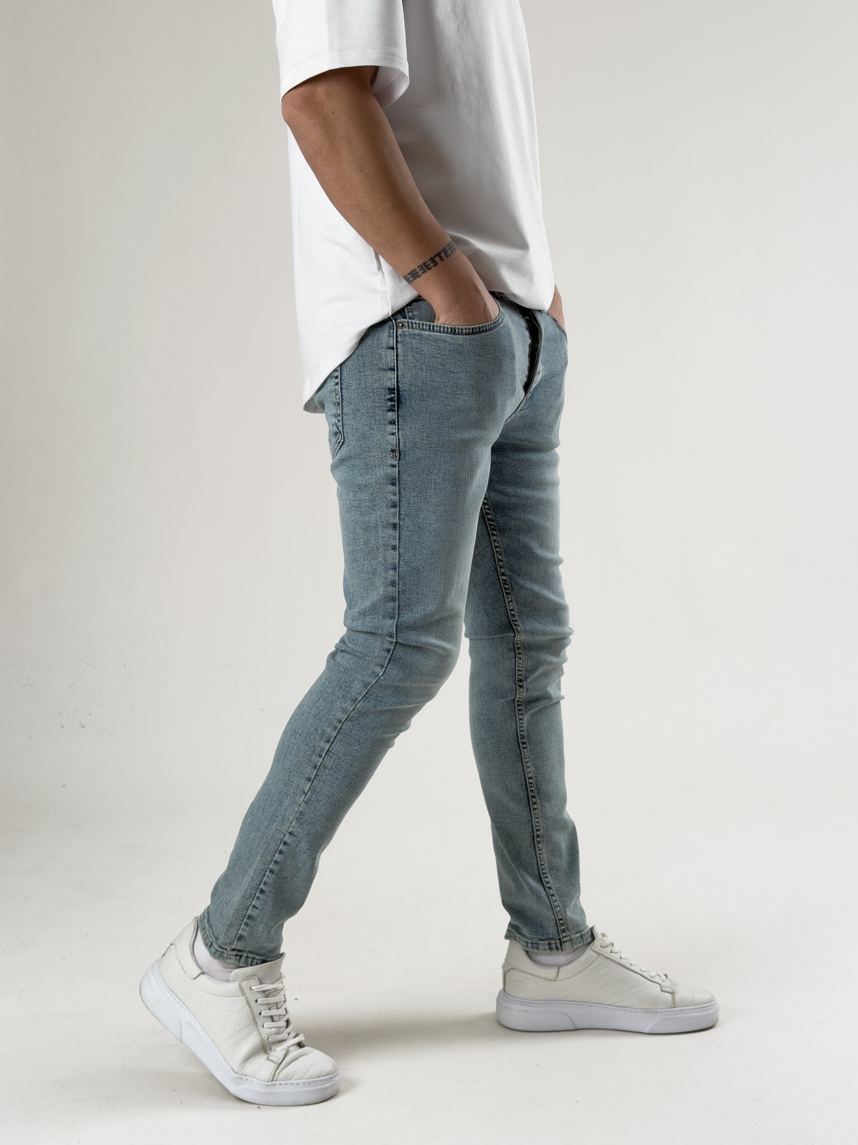 Slim Fit Taşlanmış Mavi Erkek Kot Pantolon COC2718