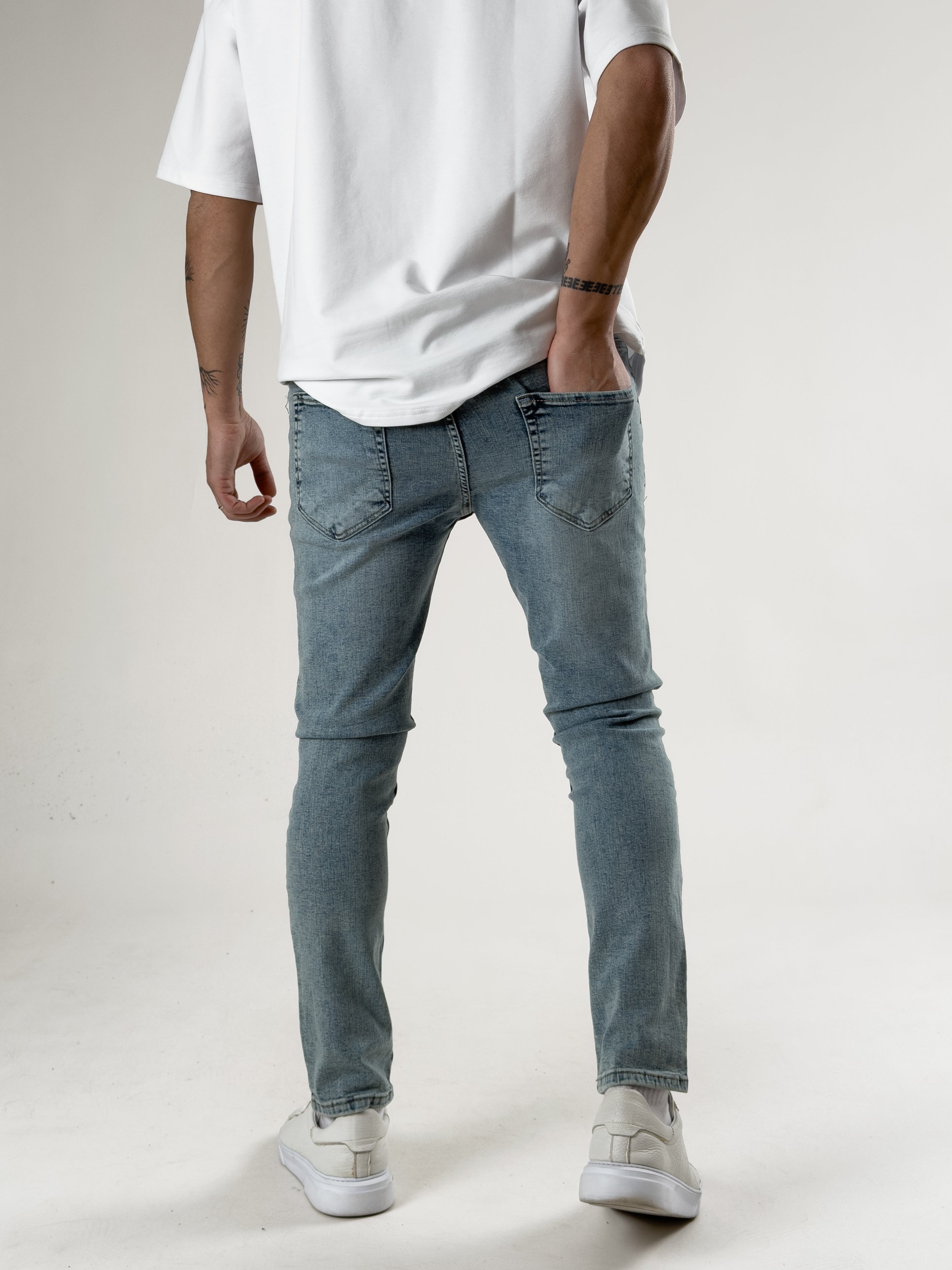 Slim Fit Taşlanmış Mavi Erkek Kot Pantolon COC2718