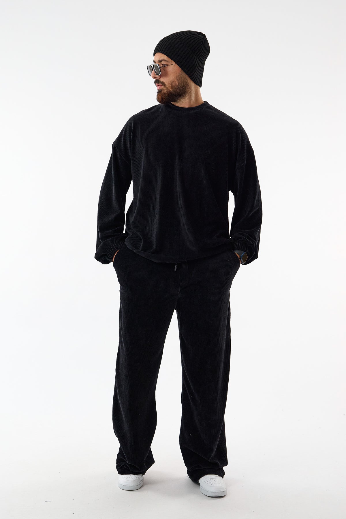 Soho Siyah Kadife İkili Oversize Erkek Takım COC3725