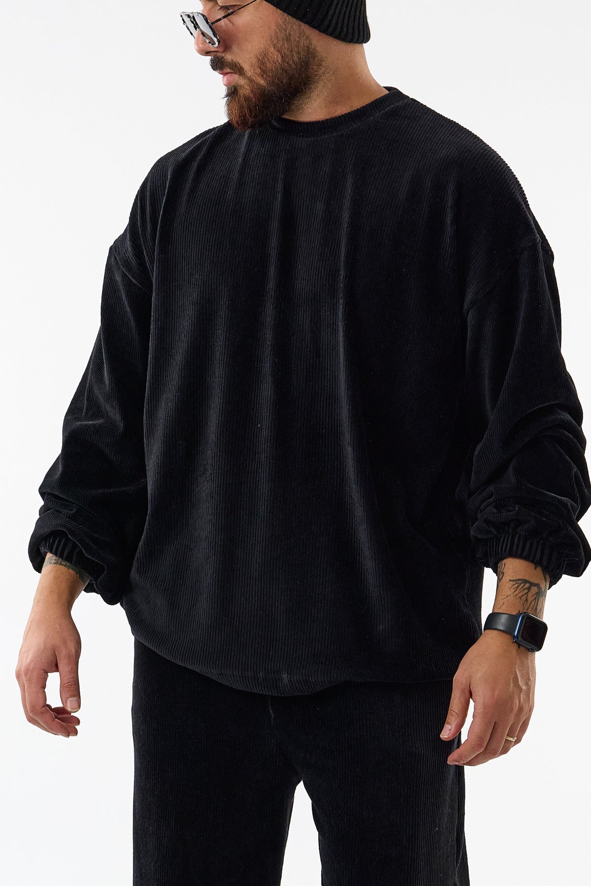 Soho Siyah Kadife İkili Oversize Erkek Takım COC3725