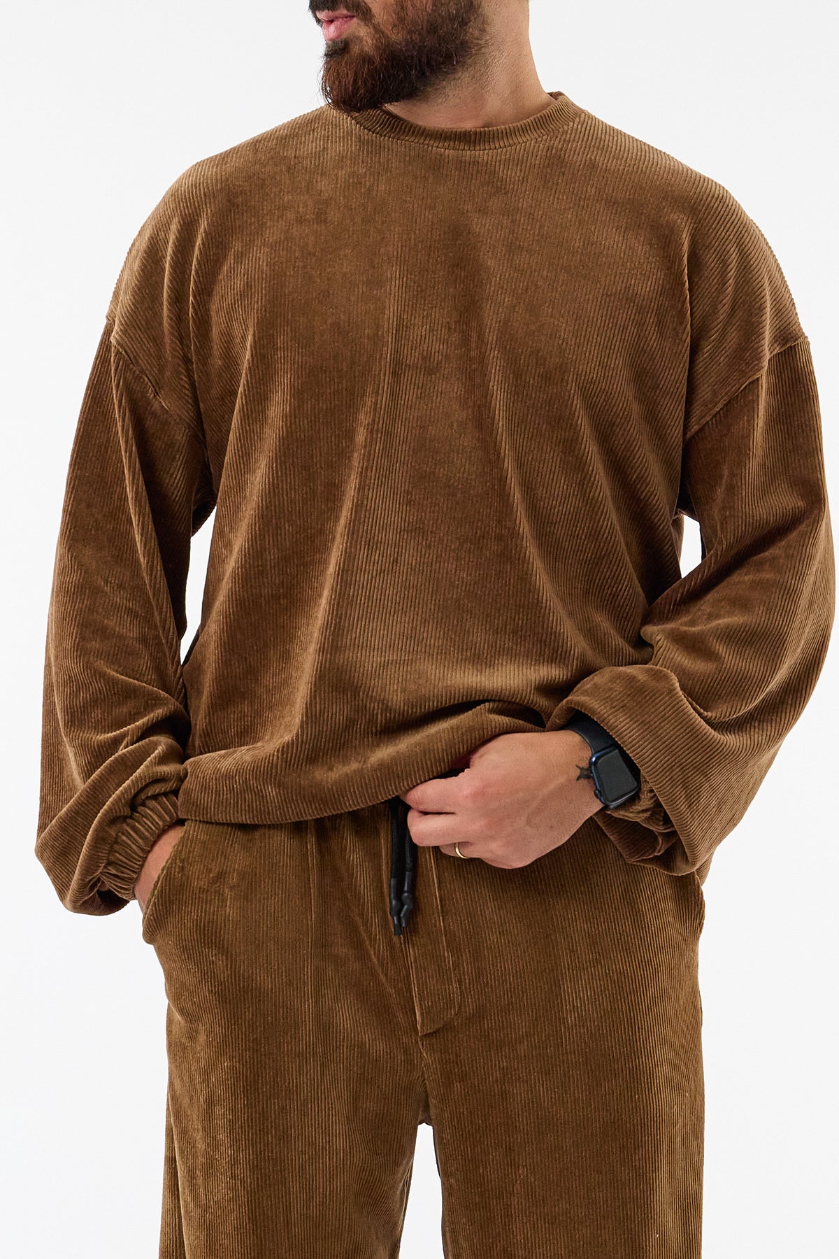 Soho Taba Kadife İkili Oversize Erkek Takım COC3723