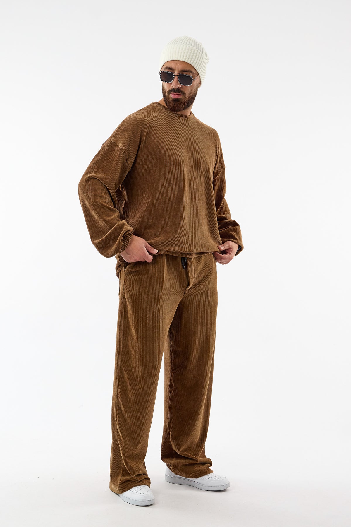 Soho Taba Kadife İkili Oversize Erkek Takım COC3723