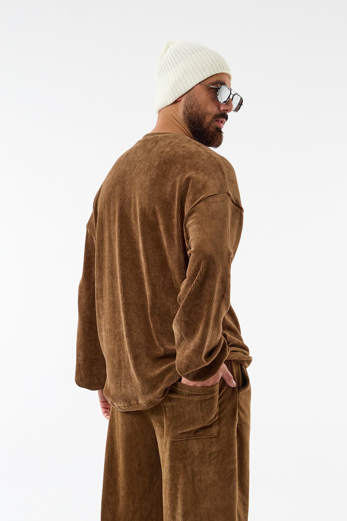 Soho Taba Kadife İkili Oversize Erkek Takım COC3723