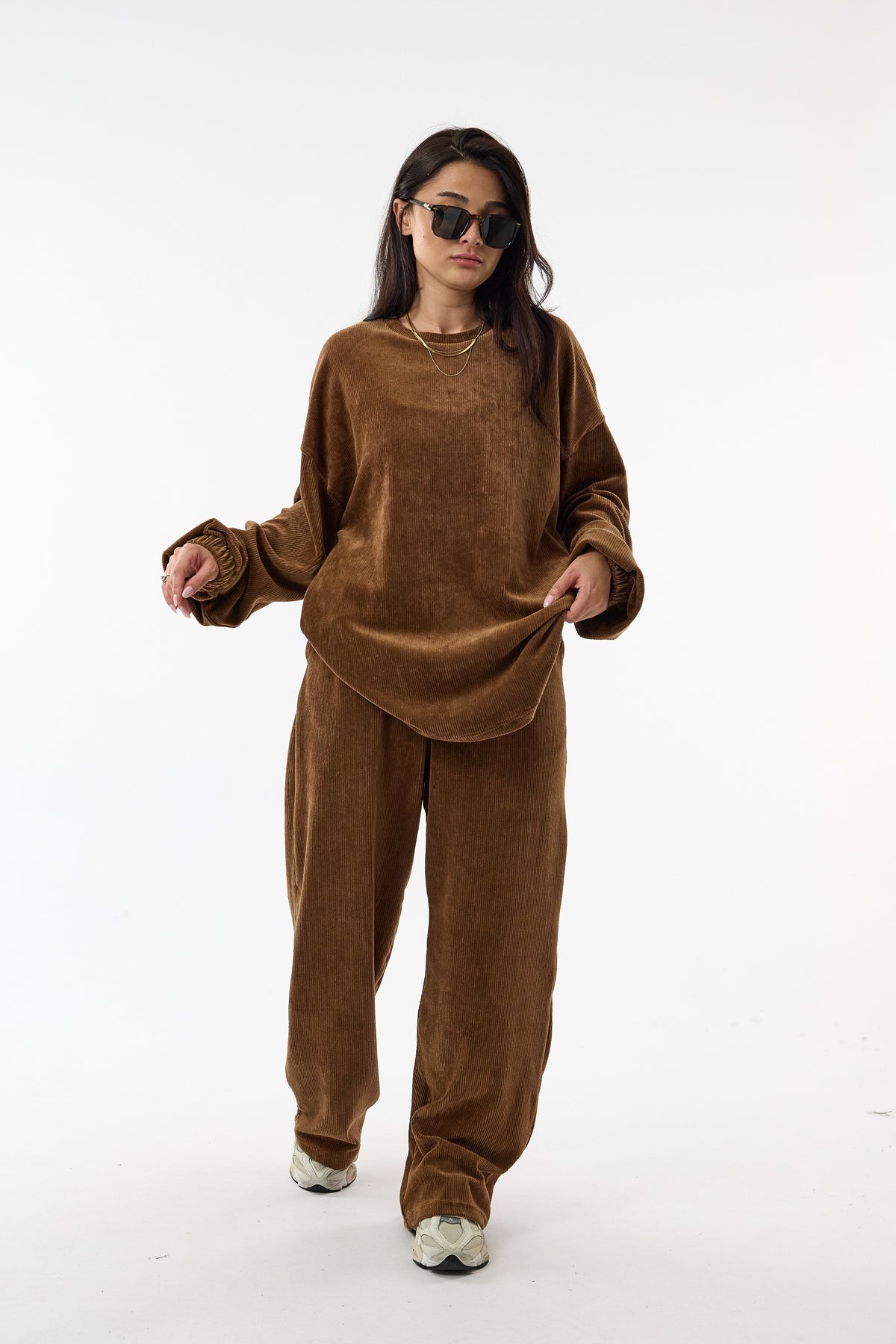 Soho Taba Kadife İkili Oversize Kadın Takım COC3724