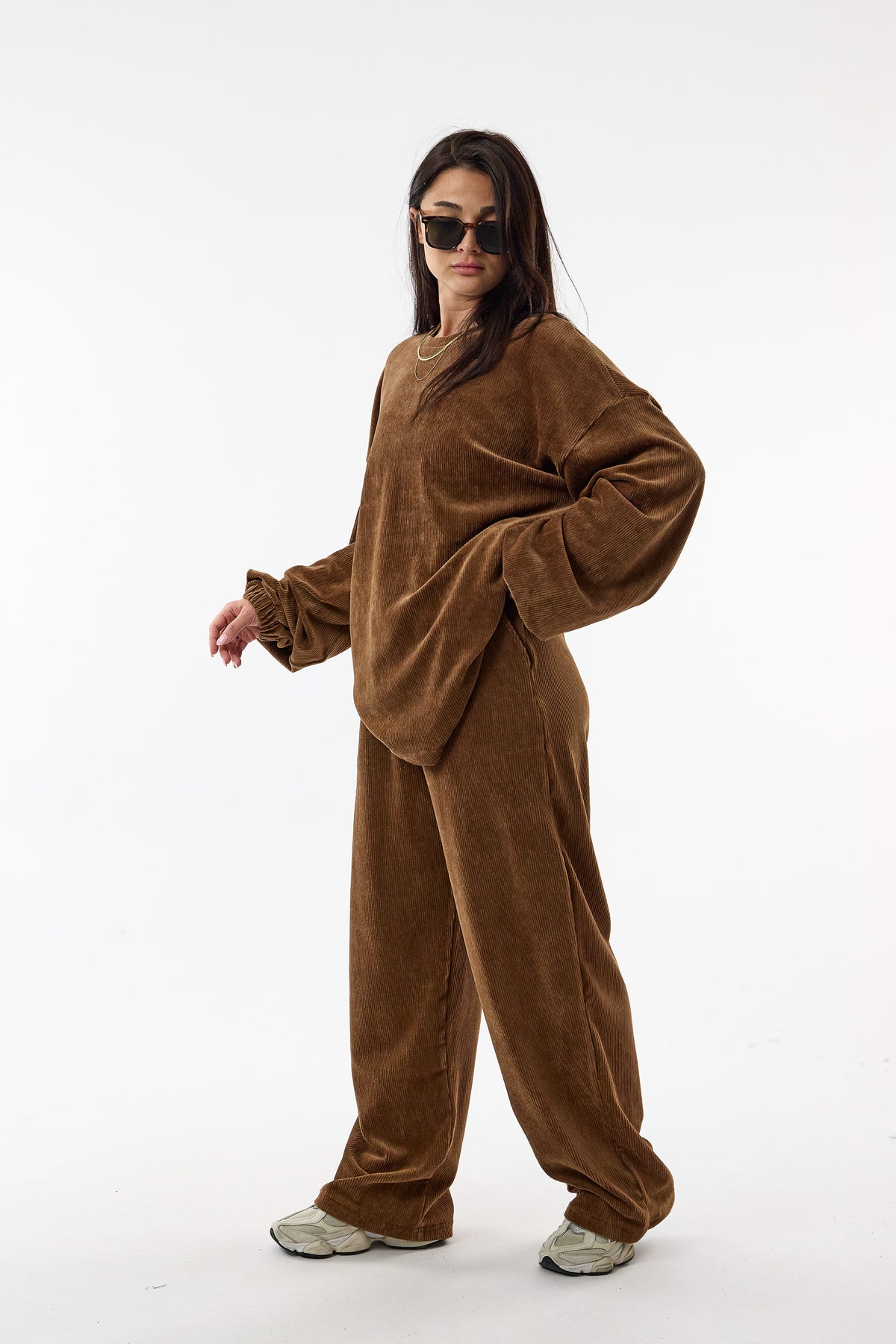Soho Taba Kadife İkili Oversize Kadın Takım COC3724