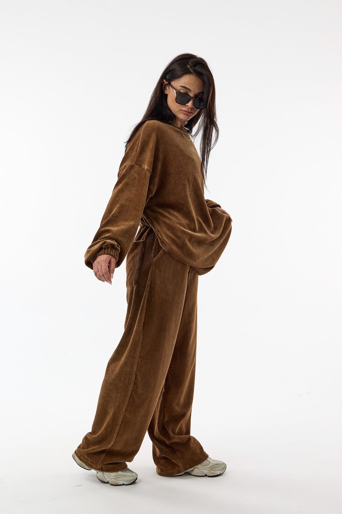 Soho Taba Kadife İkili Oversize Kadın Takım COC3724