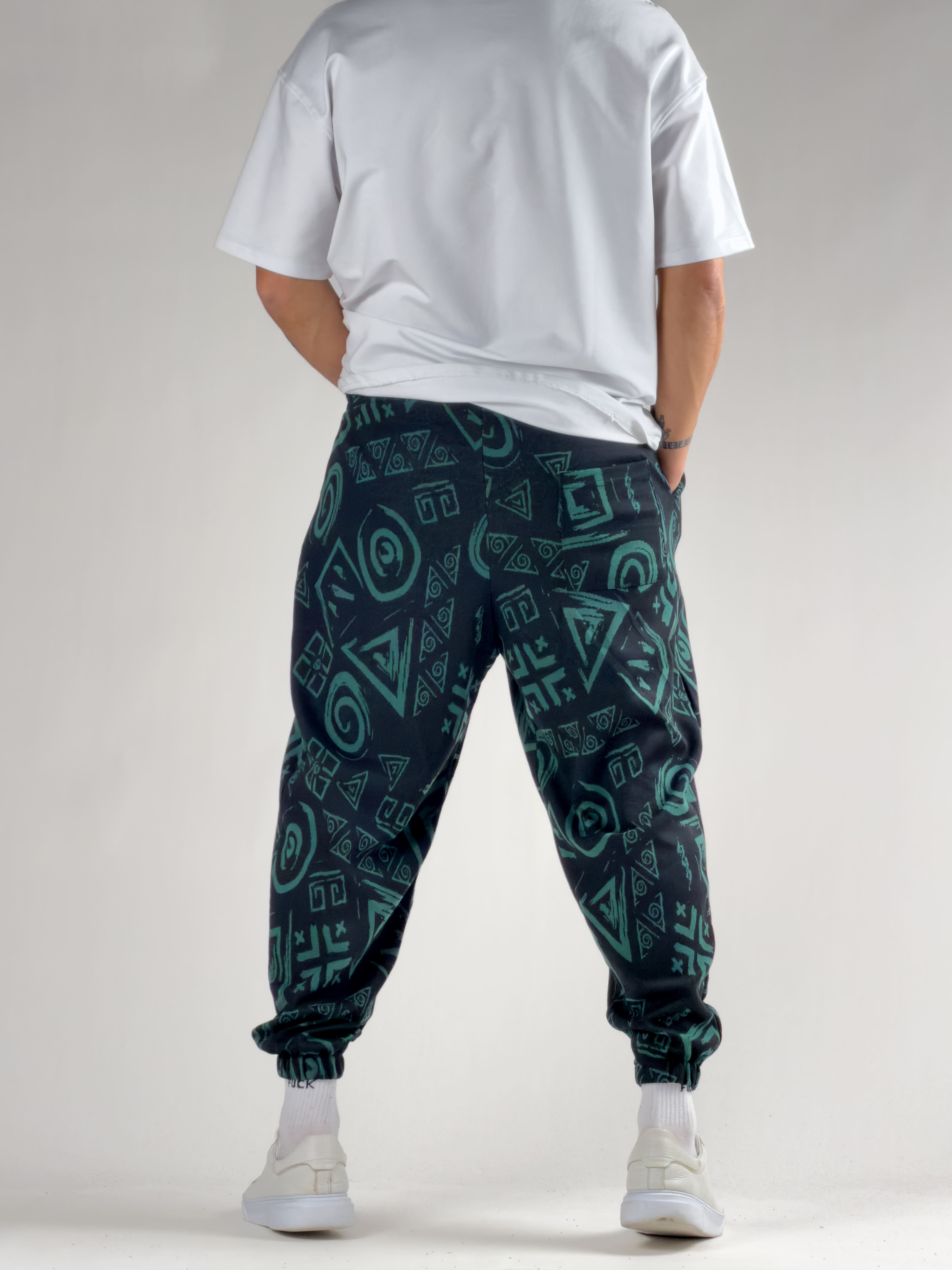 Spiral Desenli Yeşil Erkek Jogger Pantolon COC2791