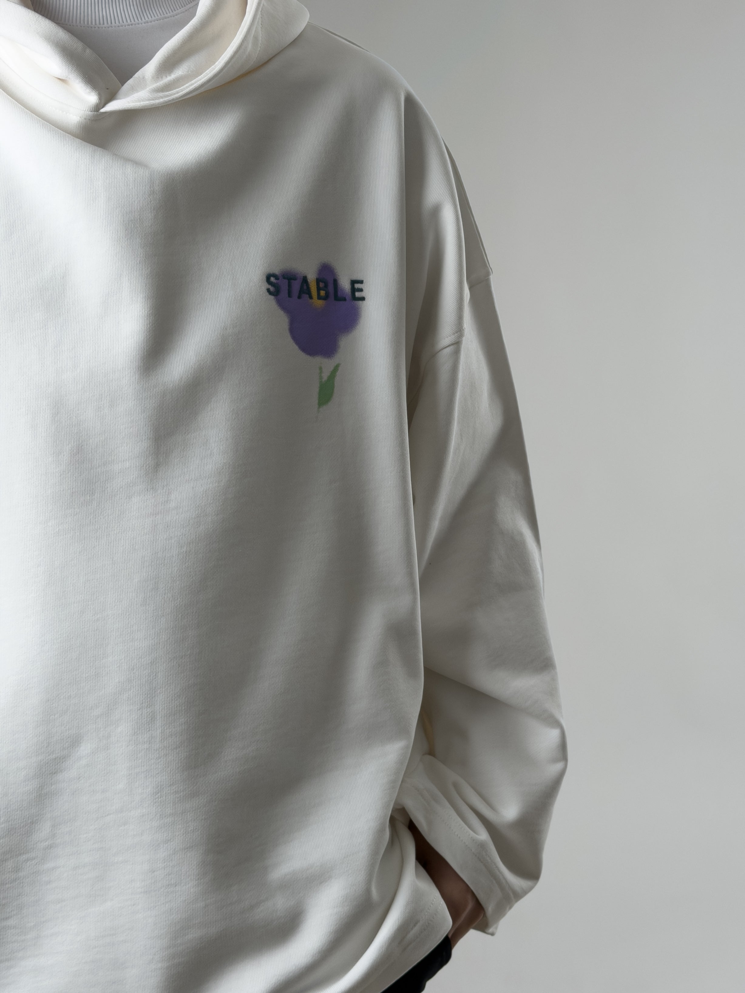 Stable Kapüşonlu Ekru Oversize Erkek Sweat COC2704
