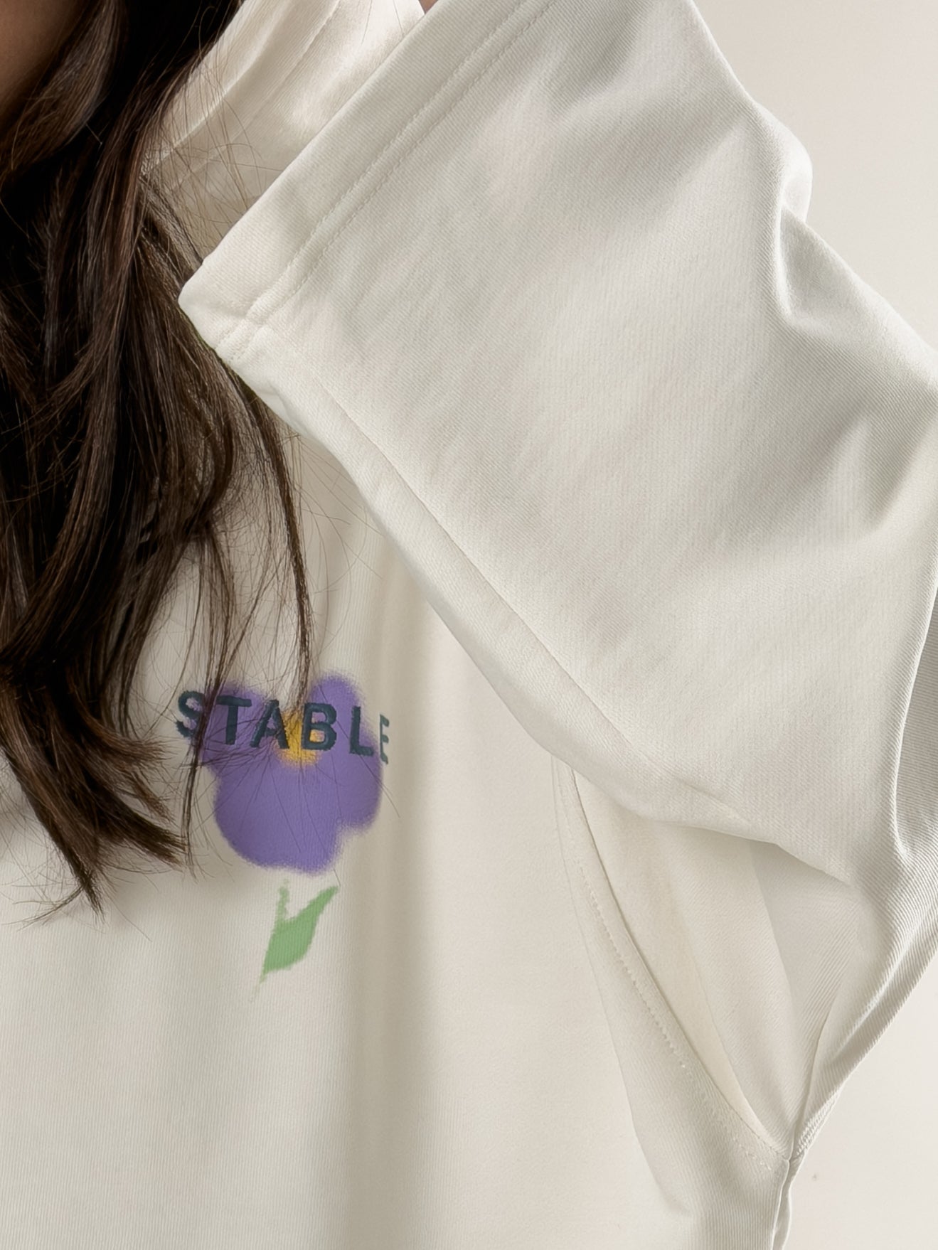Stable Kapüşonlu Ekru Oversize Kadın Sweat COC2690