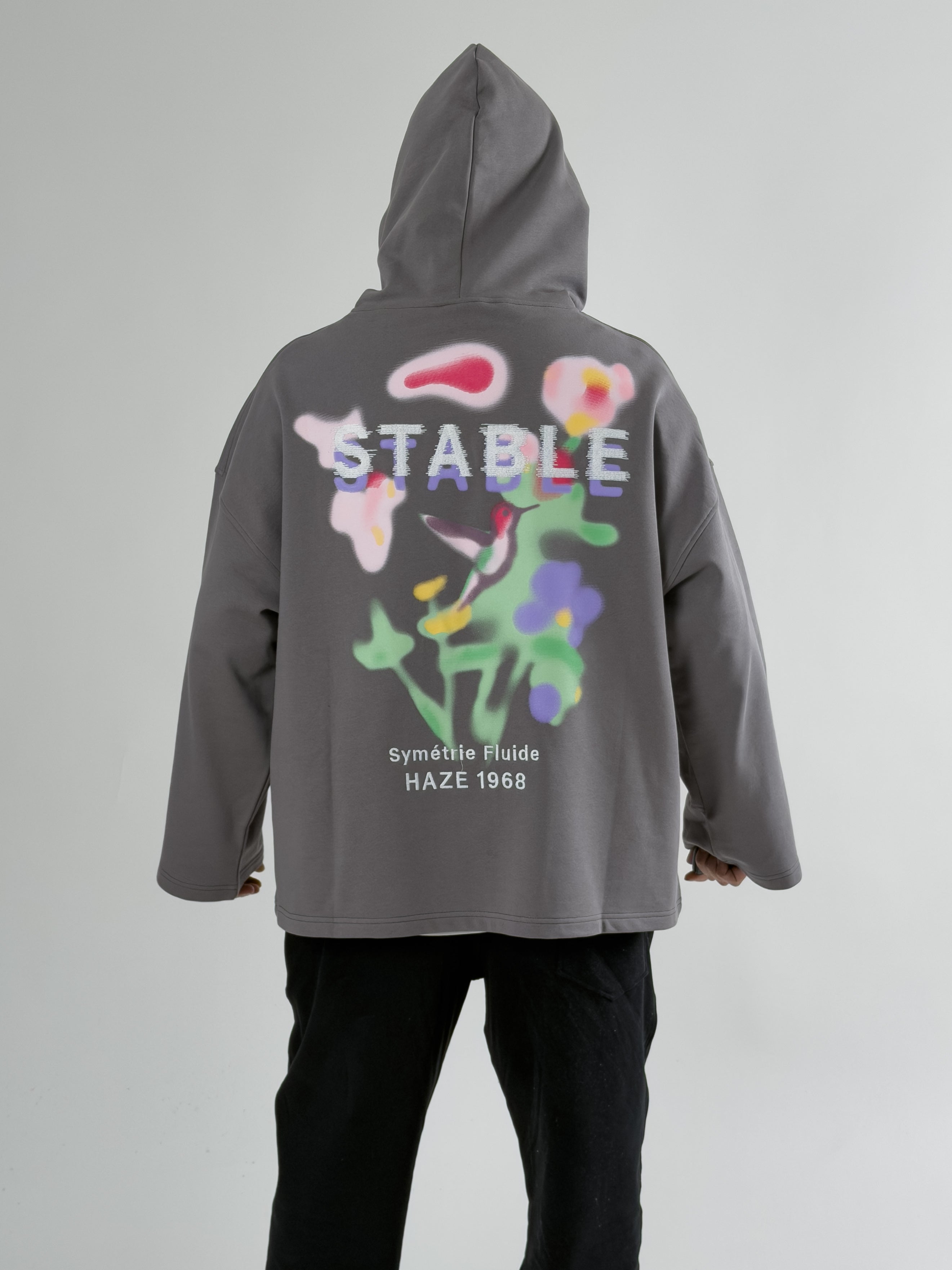 Stable Kapüşonlu Gri Erkek Oversize Sweat COC2705