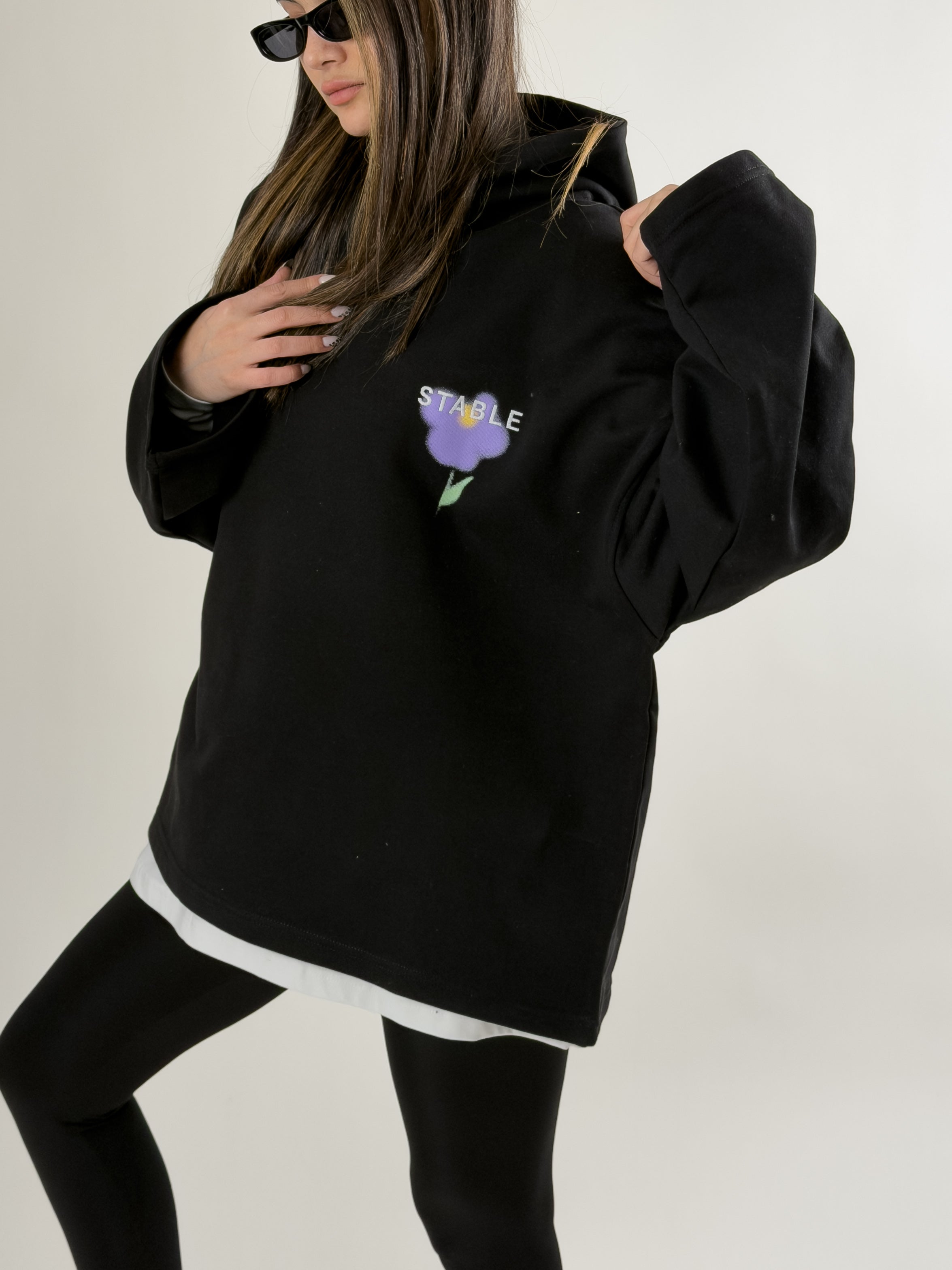 Stable Kapüşonlu Siyah Oversize Kadın Sweat COC2654