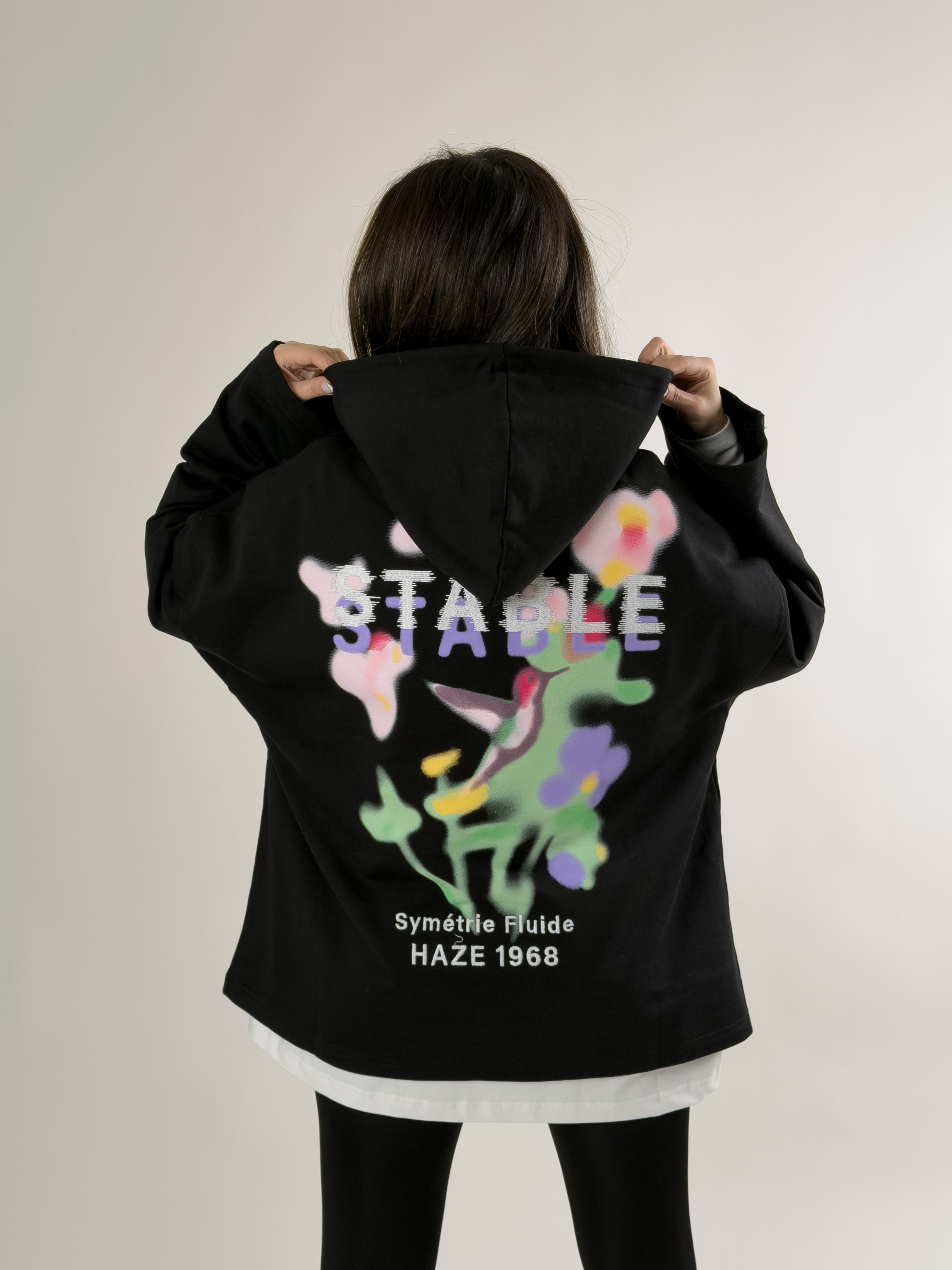 Stable Kapüşonlu Siyah Oversize Kadın Sweat COC2654