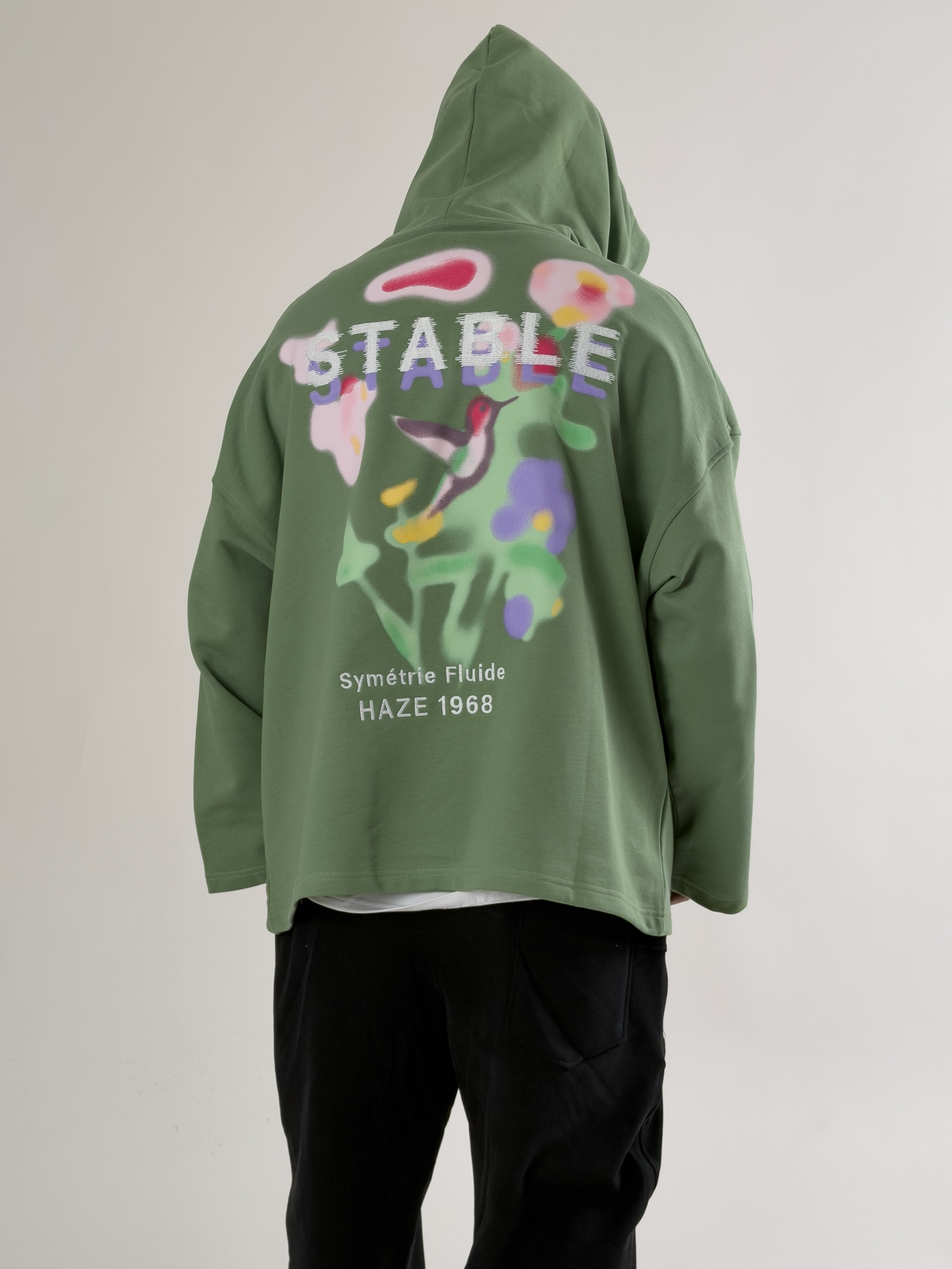 Stable Kapüşonlu Yeşil Oversize Erkek Sweat COC2707