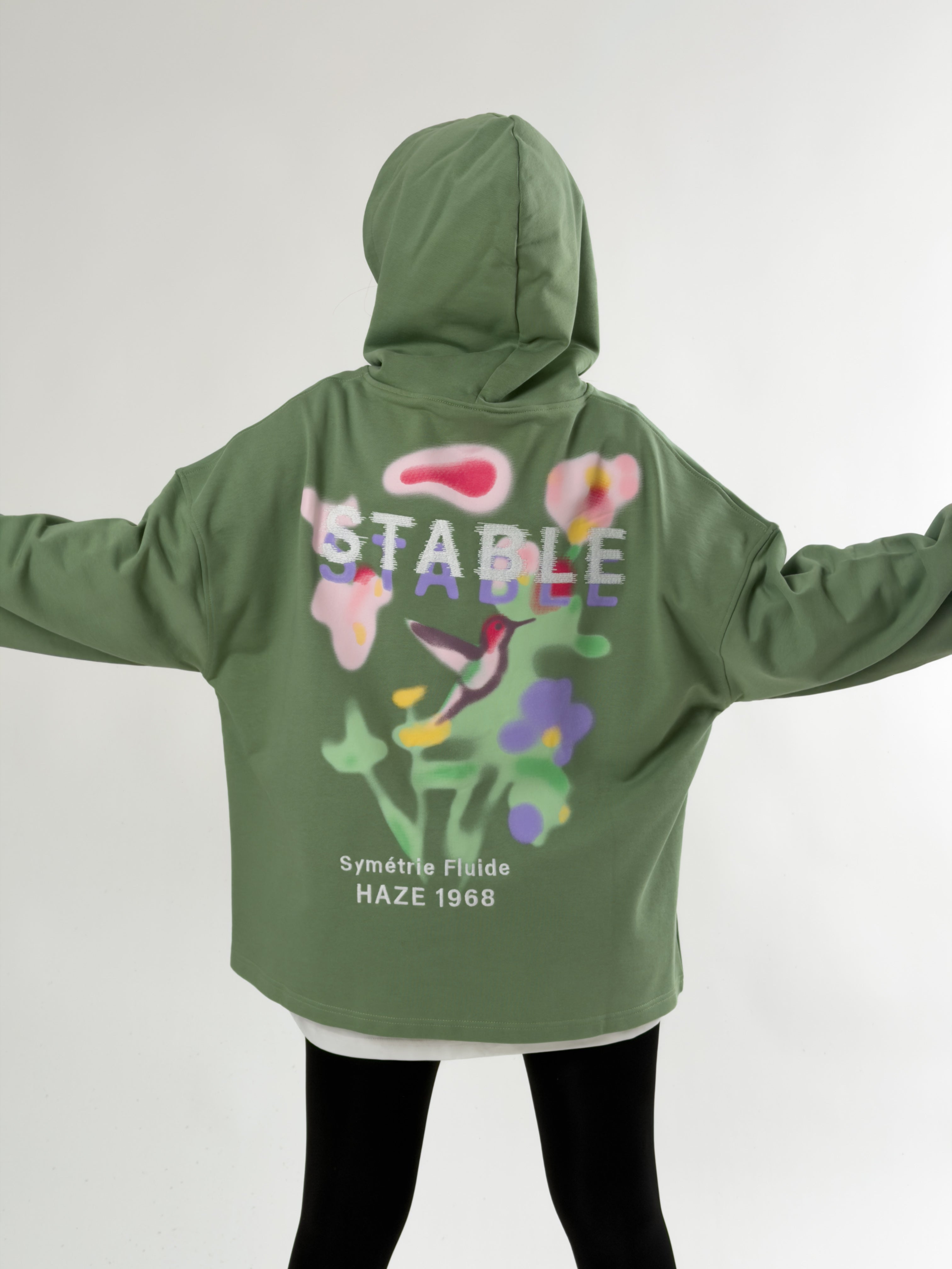 Stable Kapüşonlu Yeşil Oversize Kadın Sweat COC2692