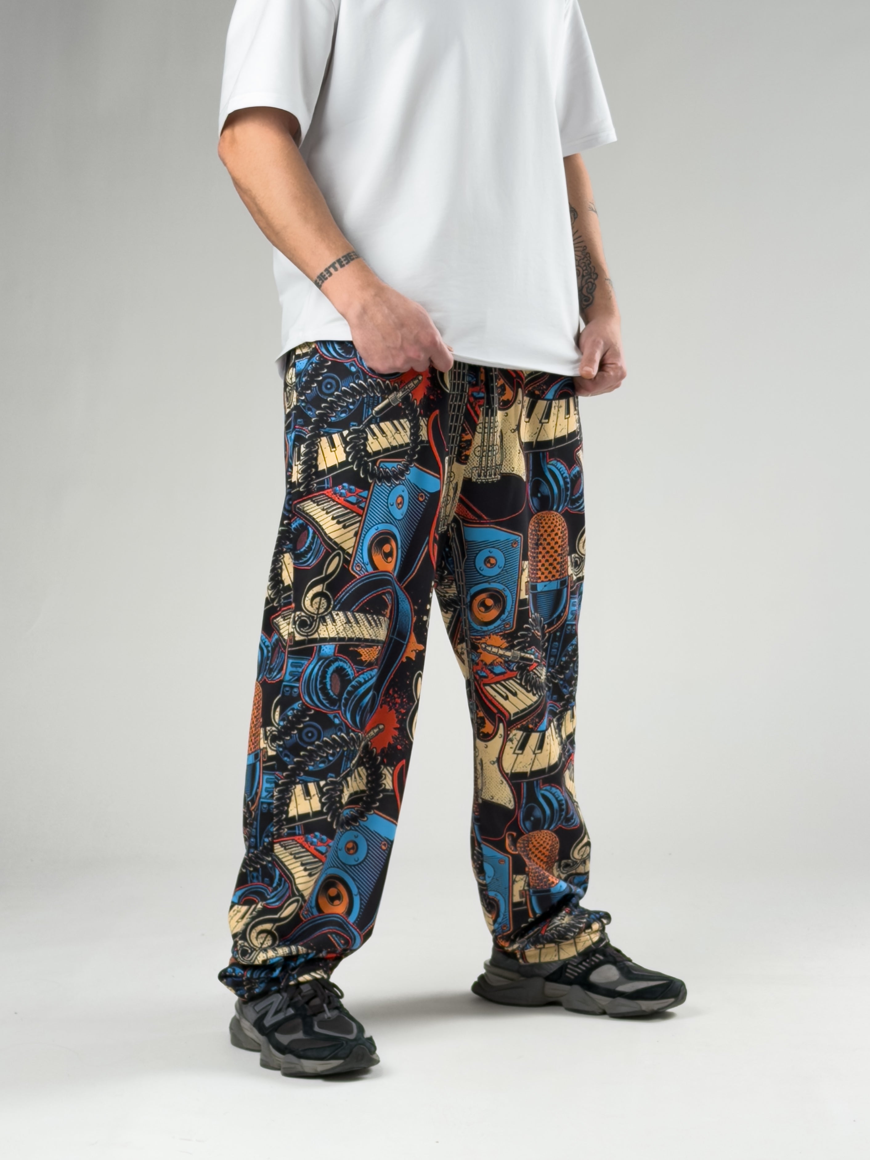 Stoper Paça Müzik Desenli Erkek Baggy Pantolon COC2866