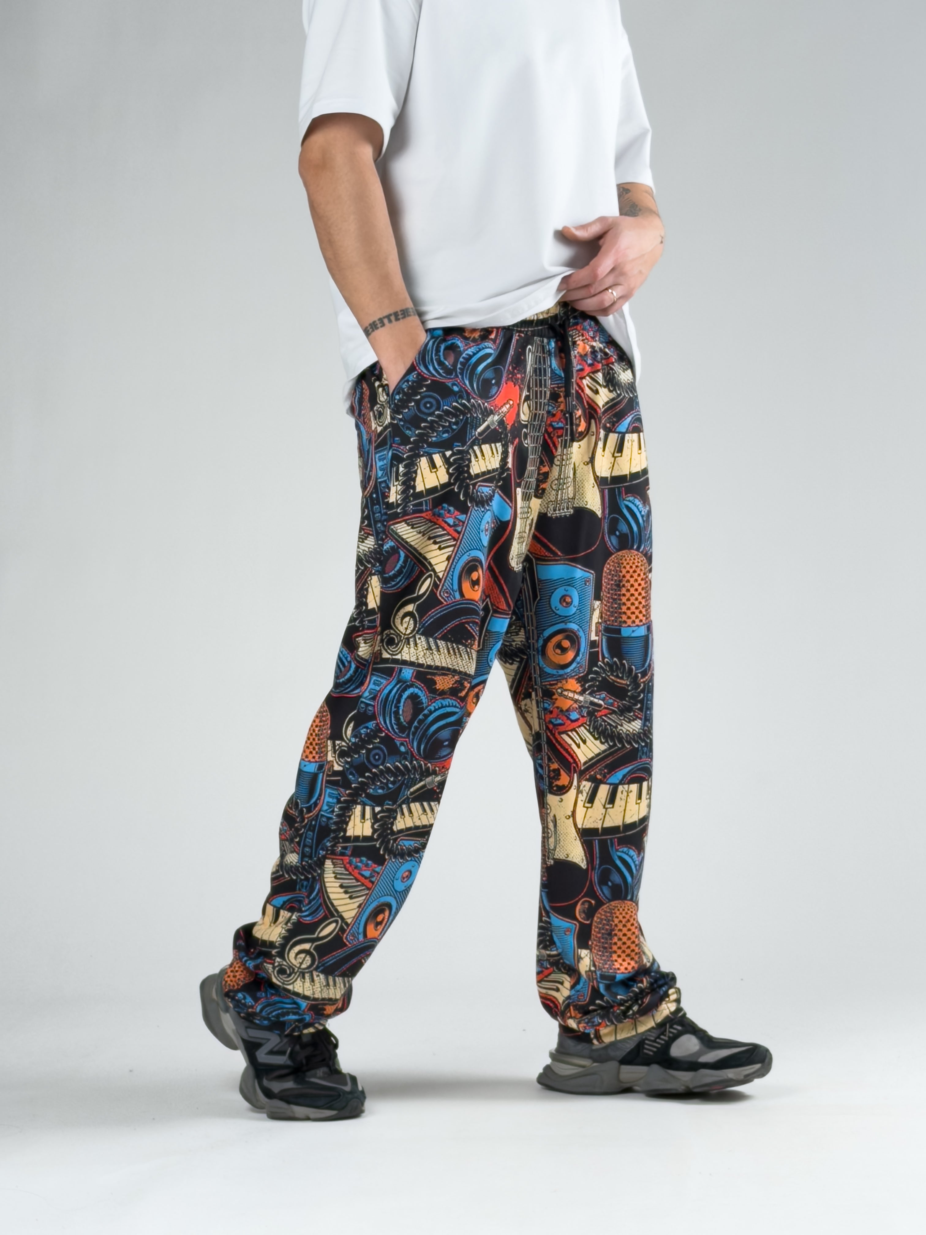 Stoper Paça Müzik Desenli Erkek Baggy Pantolon COC2866
