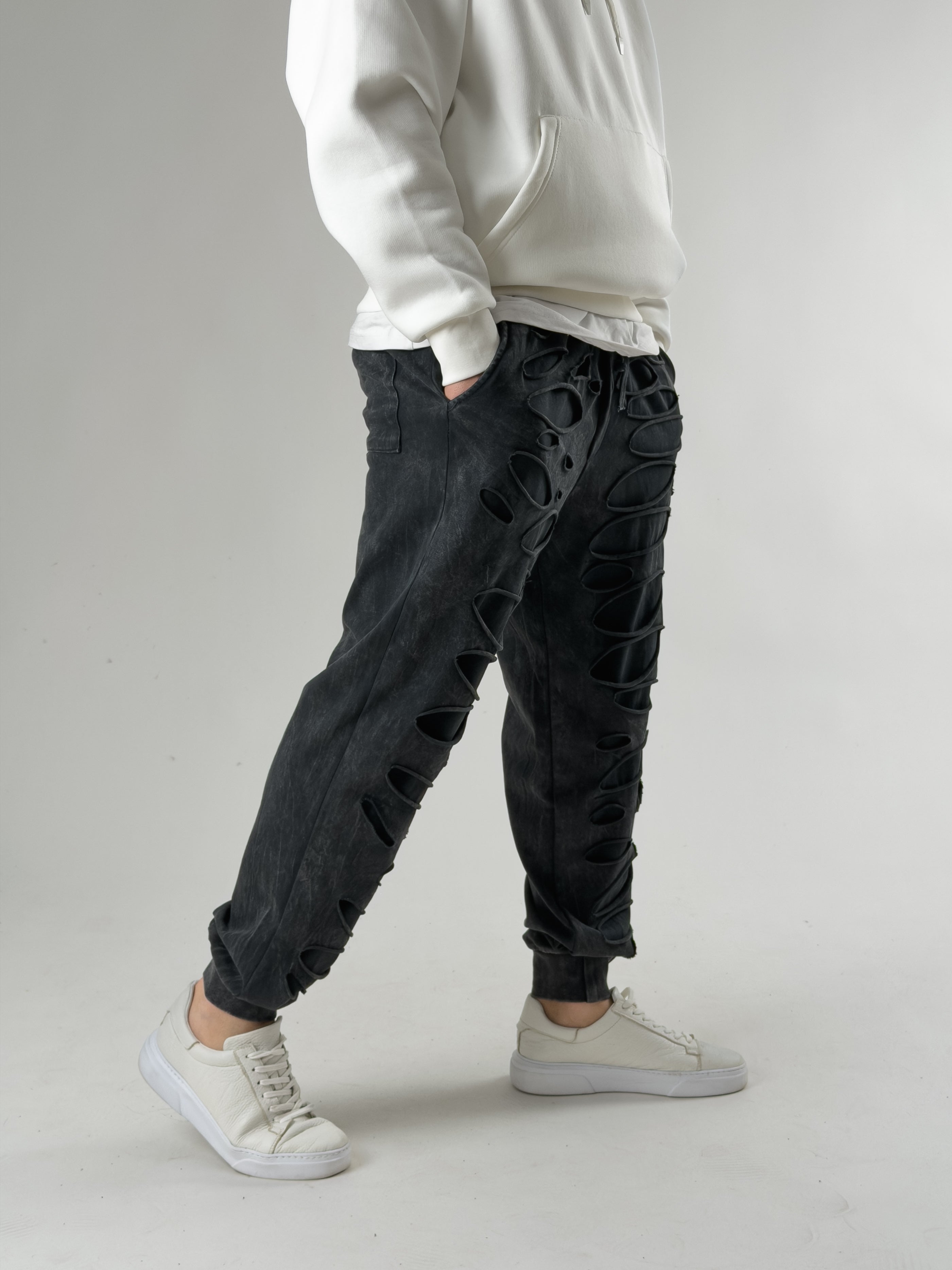 Street Yıkamalı Antrasit Tasarım Erkek Baggy Pantolon COC2722