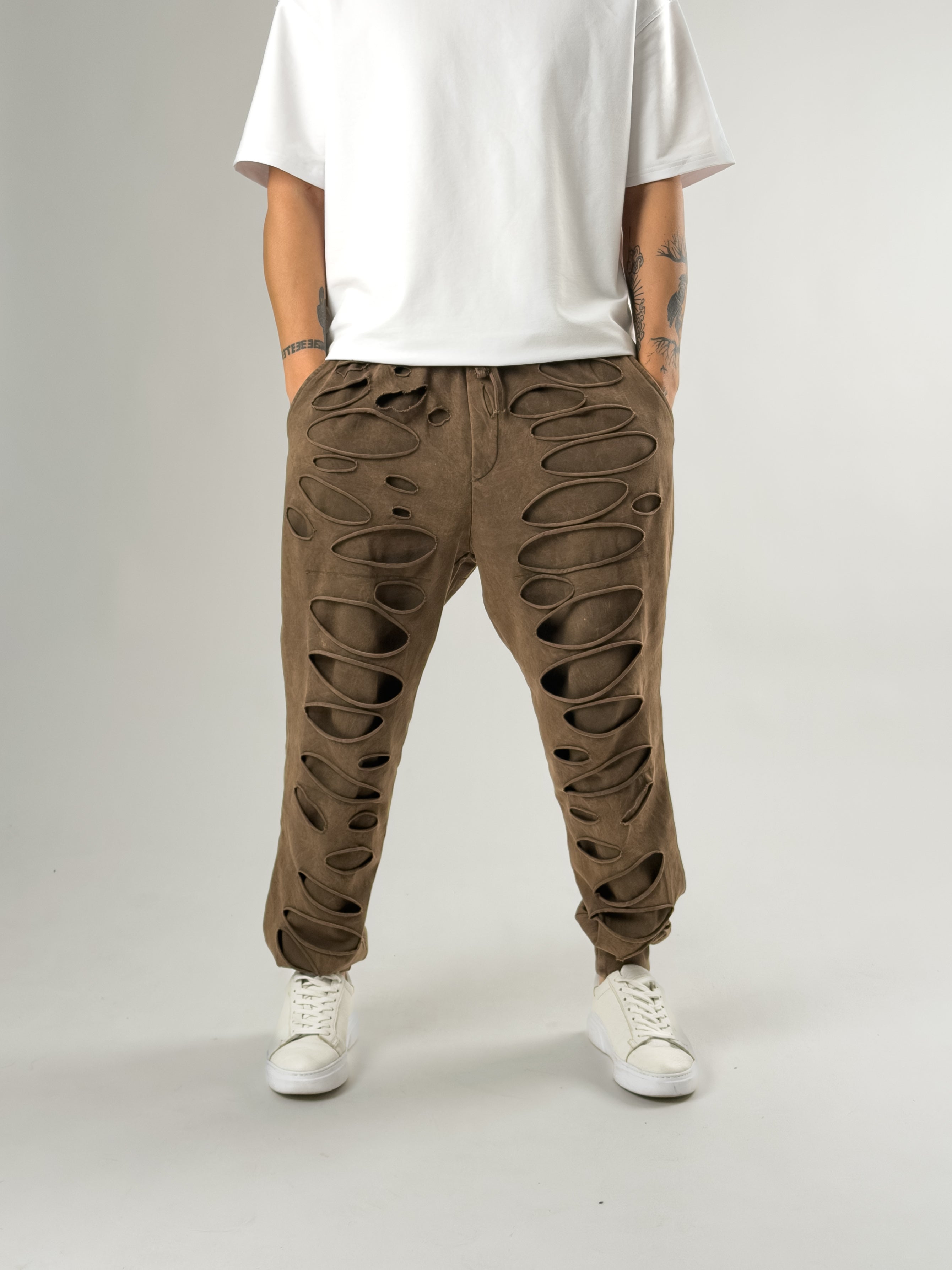 Street Yıkamalı Kahverengi Erkek Tasarım Baggy Pantolon COC2647