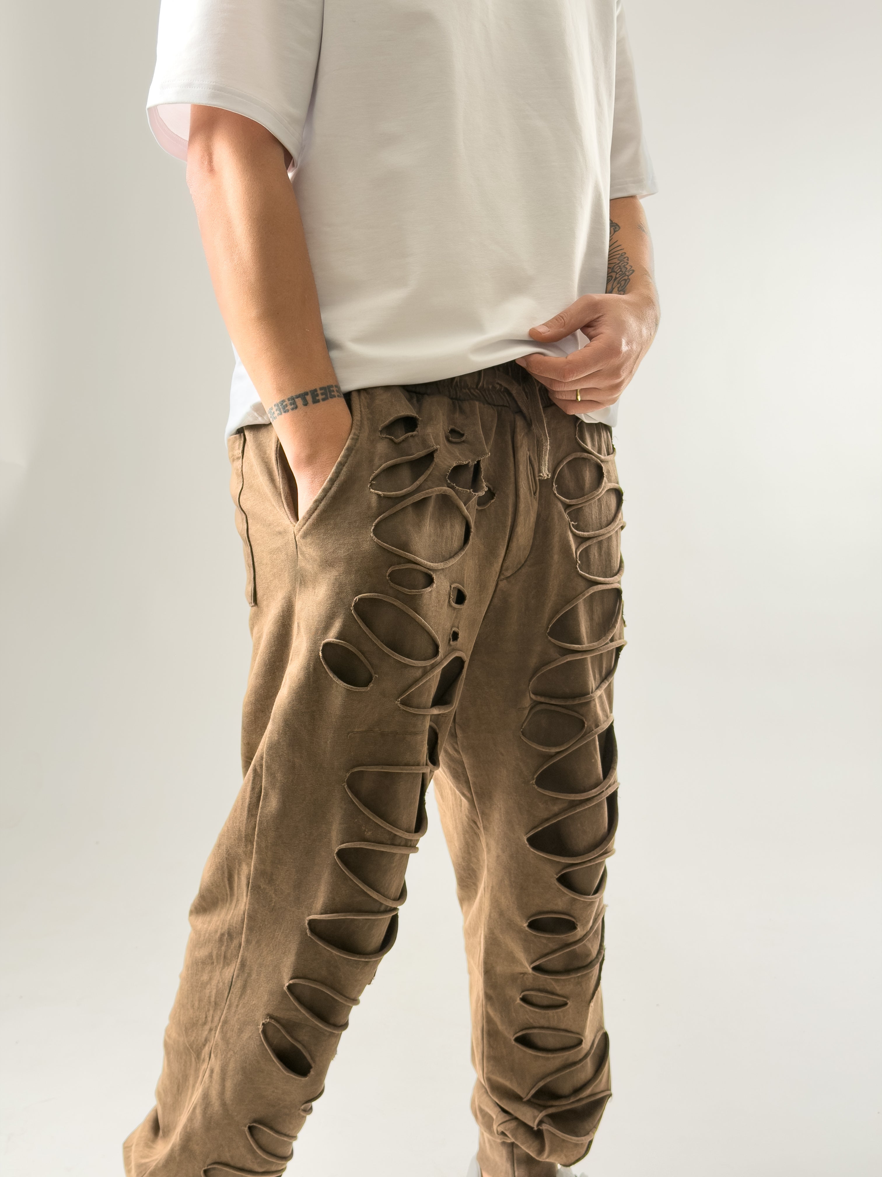 Street Yıkamalı Kahverengi Erkek Tasarım Baggy Pantolon COC2647