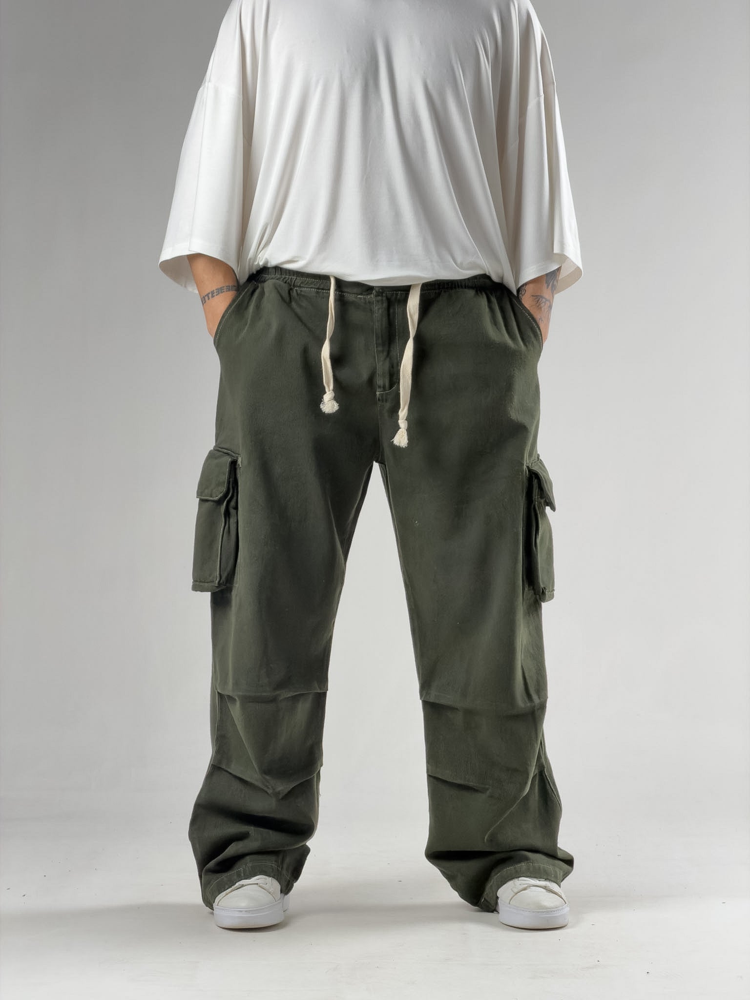 Süper Baggy Kargo Cepli Haki Erkek Pantolon COC3168