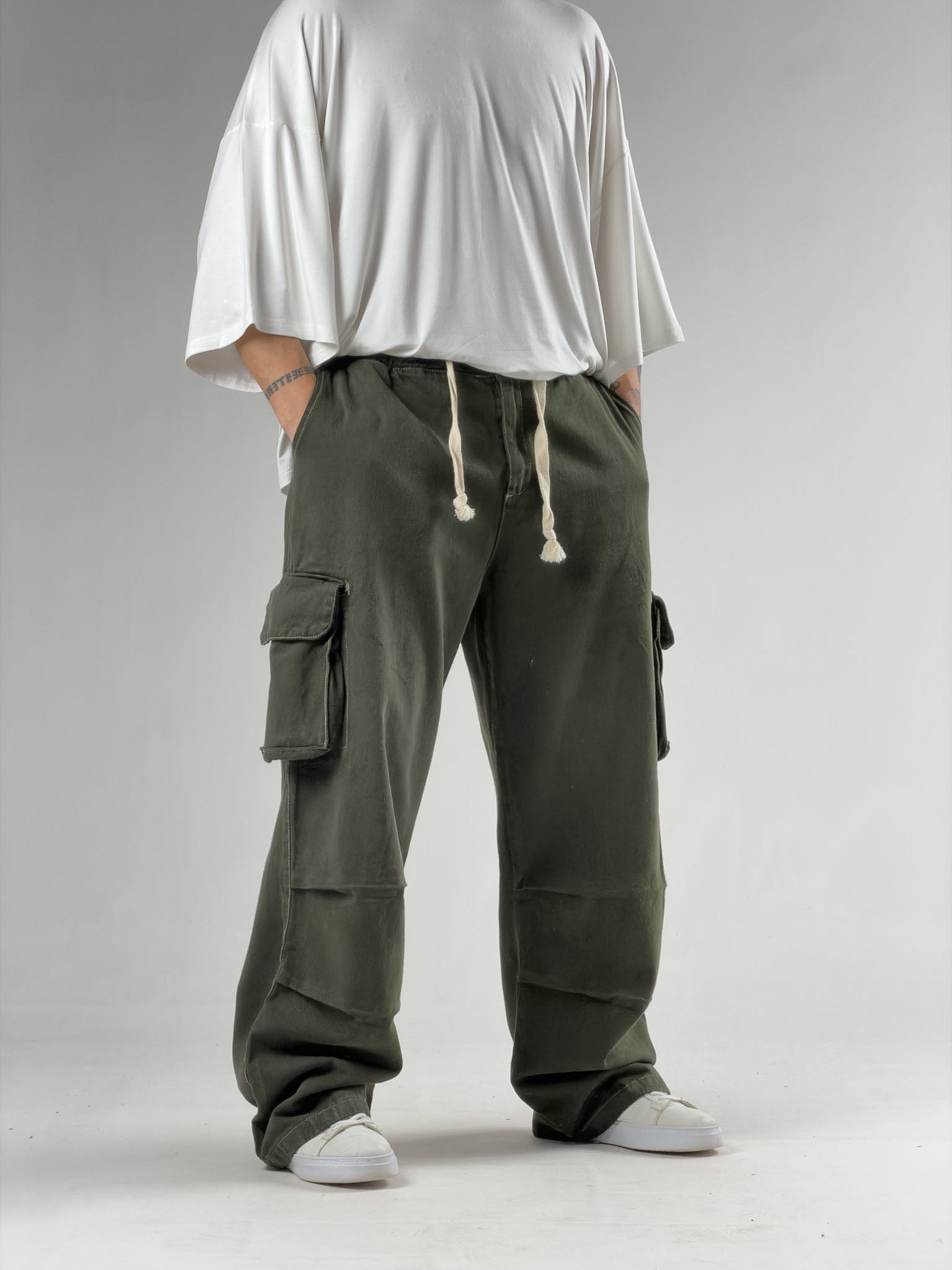Süper Baggy Kargo Cepli Haki Erkek Pantolon COC3168