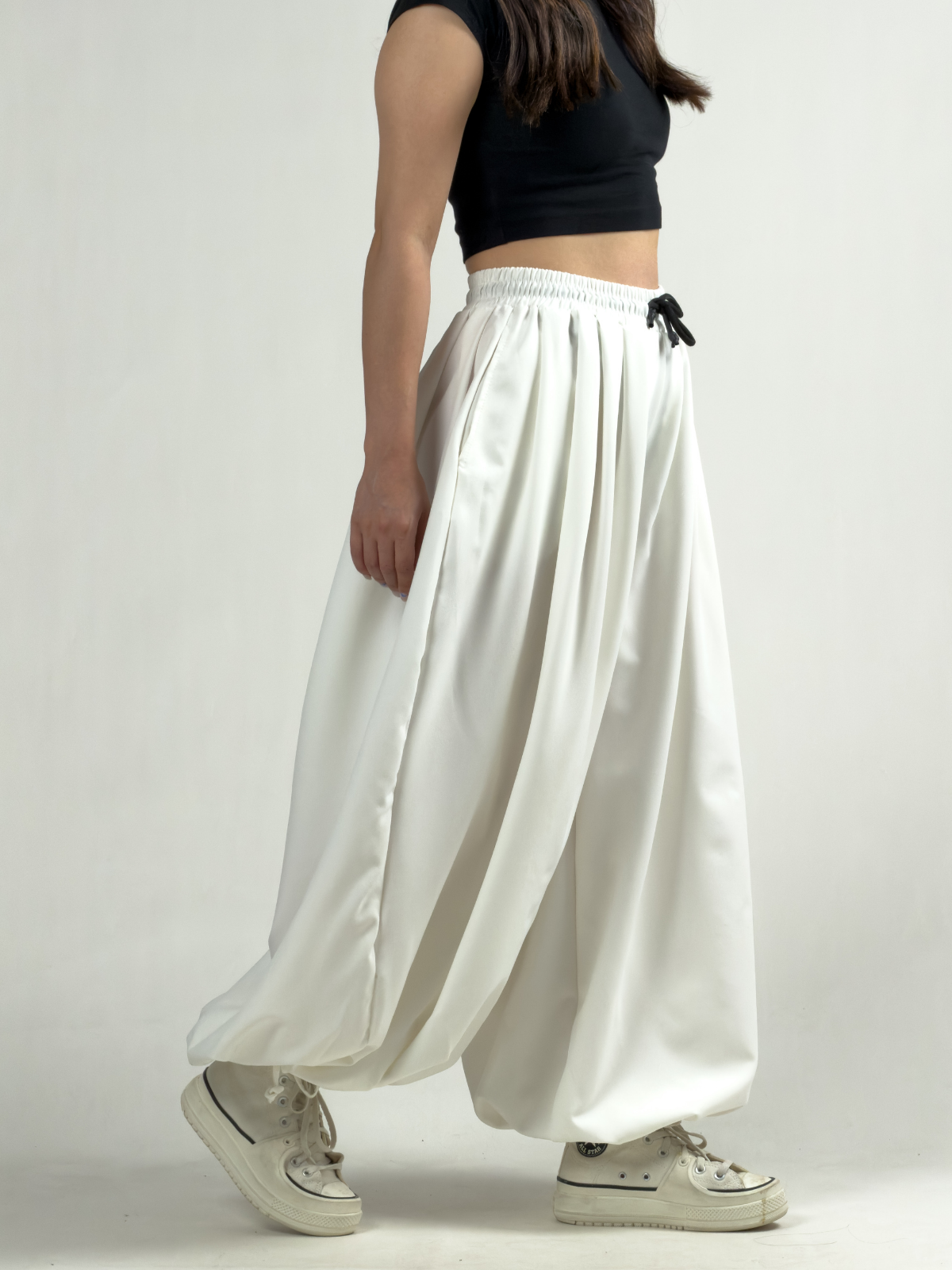 Süper Oversize Ekru Kadın Jogger Pantolon COC3225