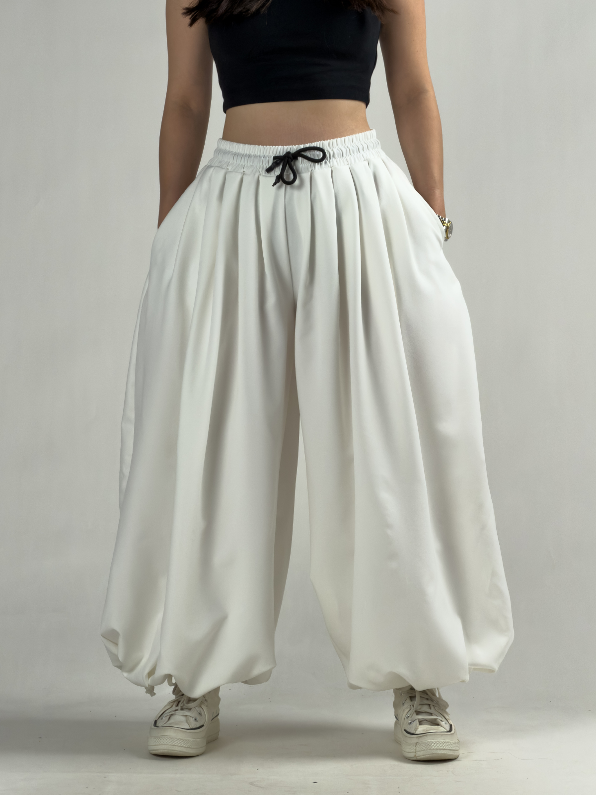 Süper Oversize Ekru Kadın Jogger Pantolon COC3225