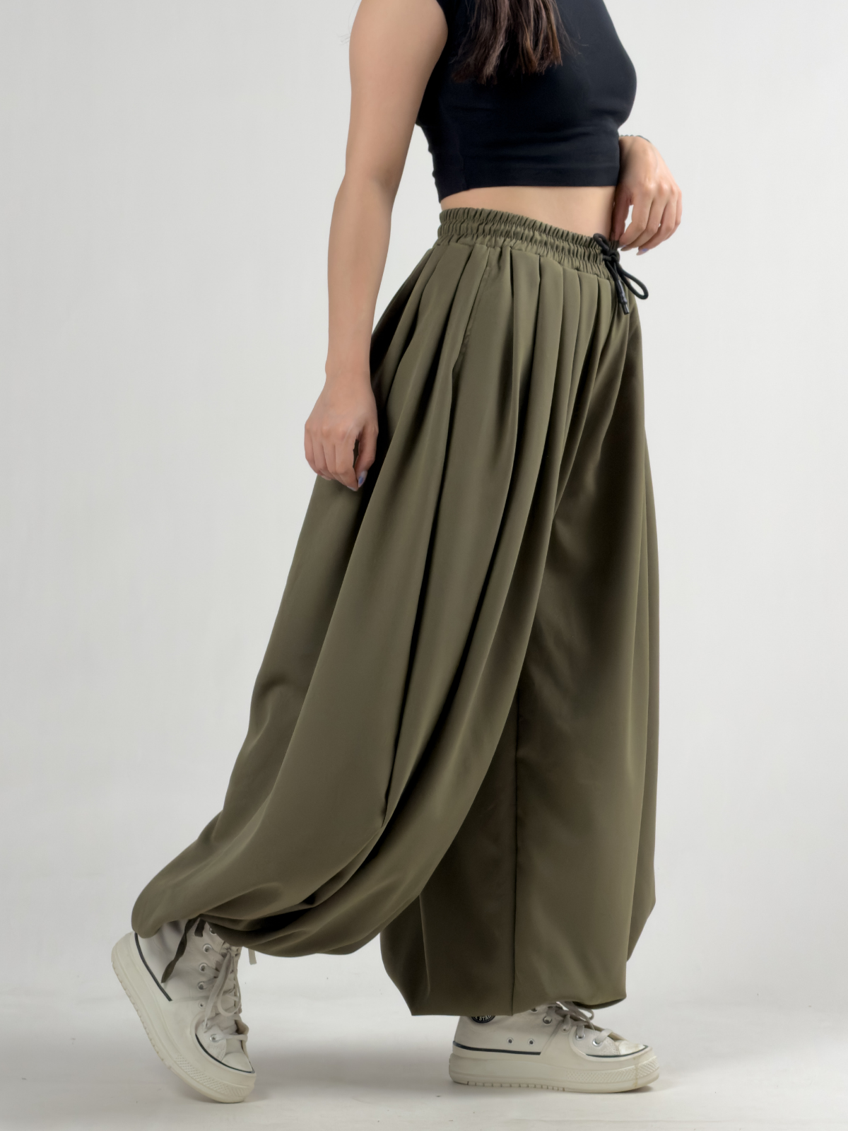 Süper Oversize Haki Kadın Jogger Pantolon COC3226