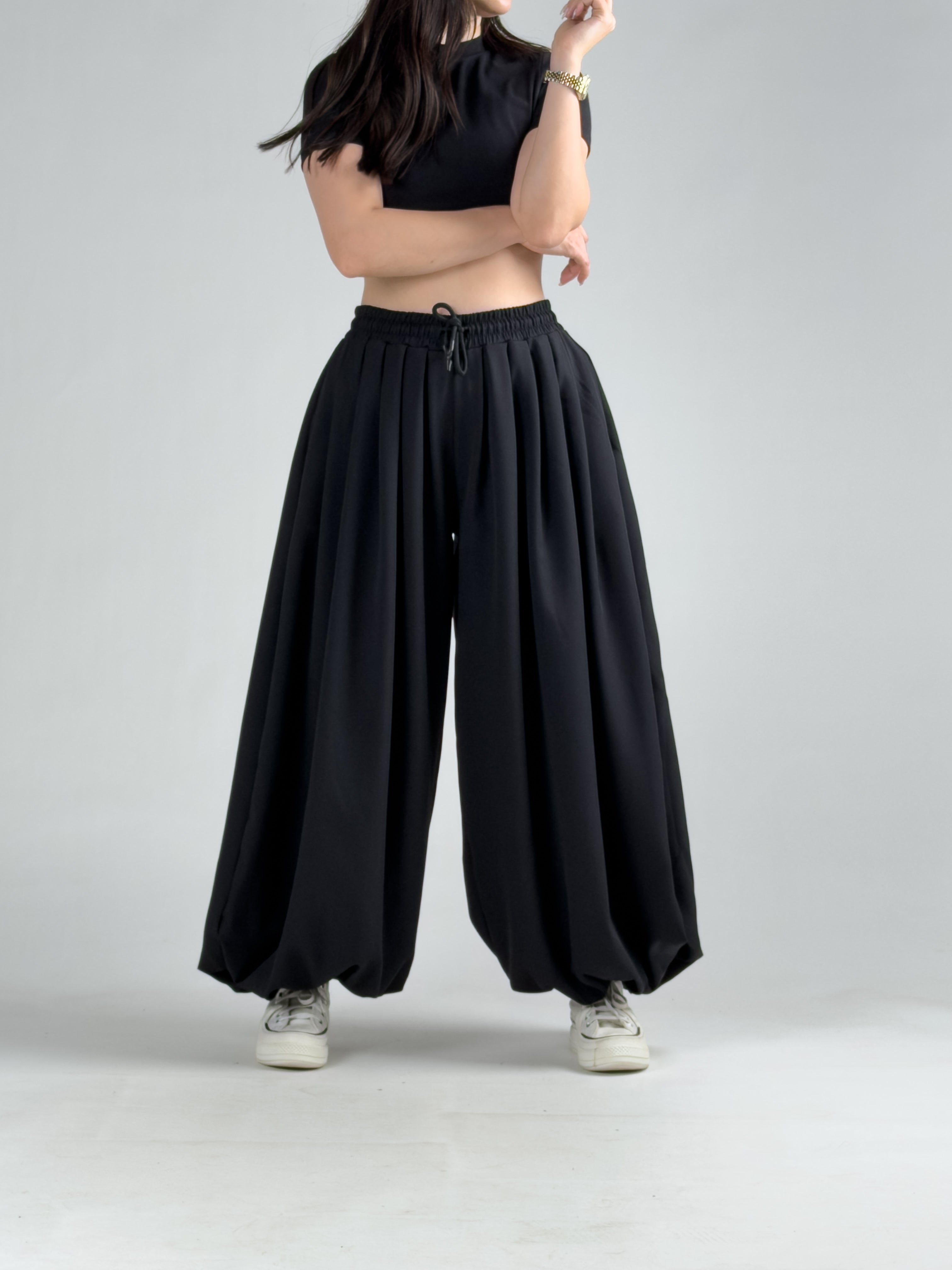 Süper Oversize Siyah Kadın Jogger Pantolon COC3224