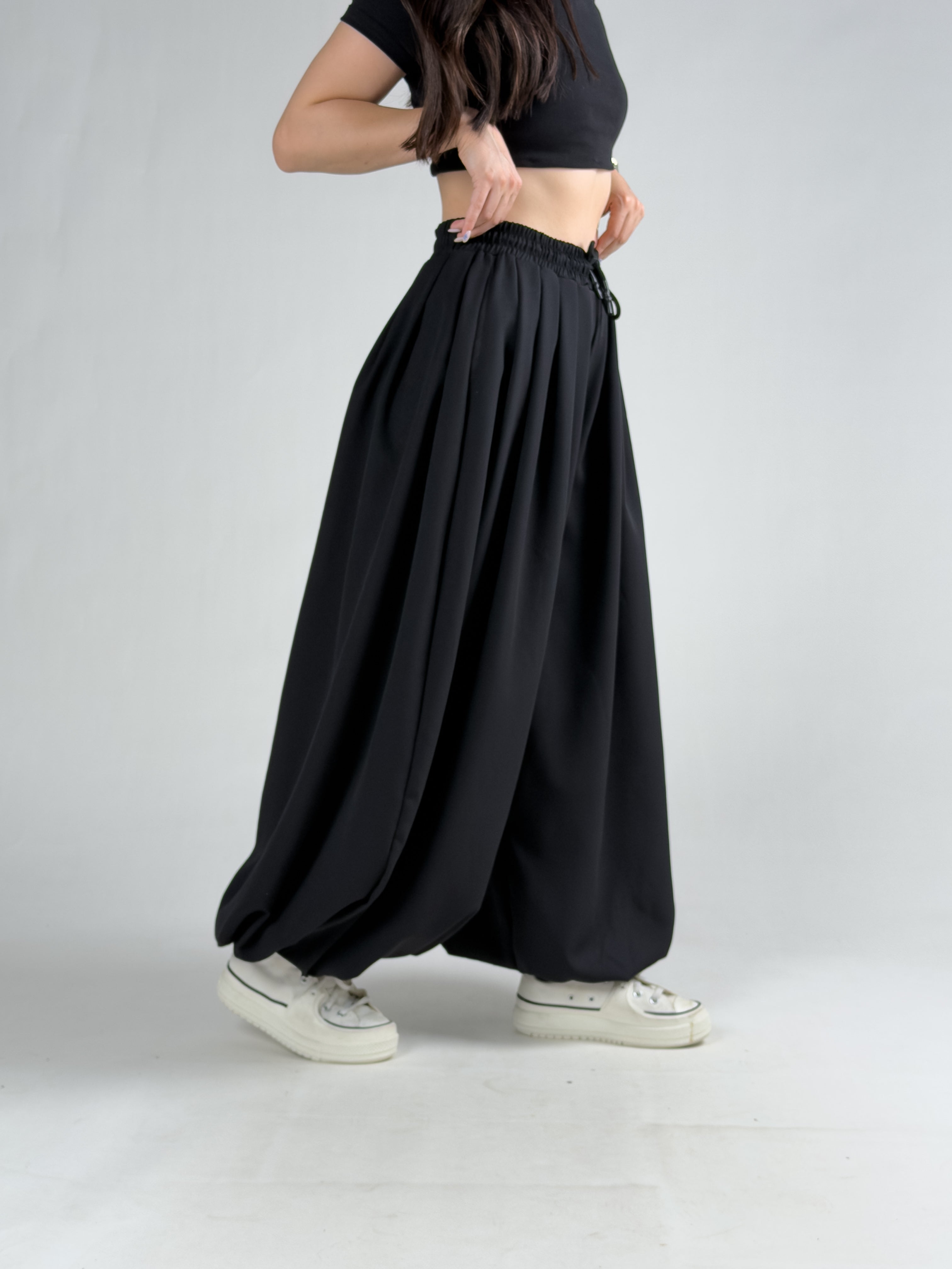 Süper Oversize Siyah Kadın Jogger Pantolon COC3224