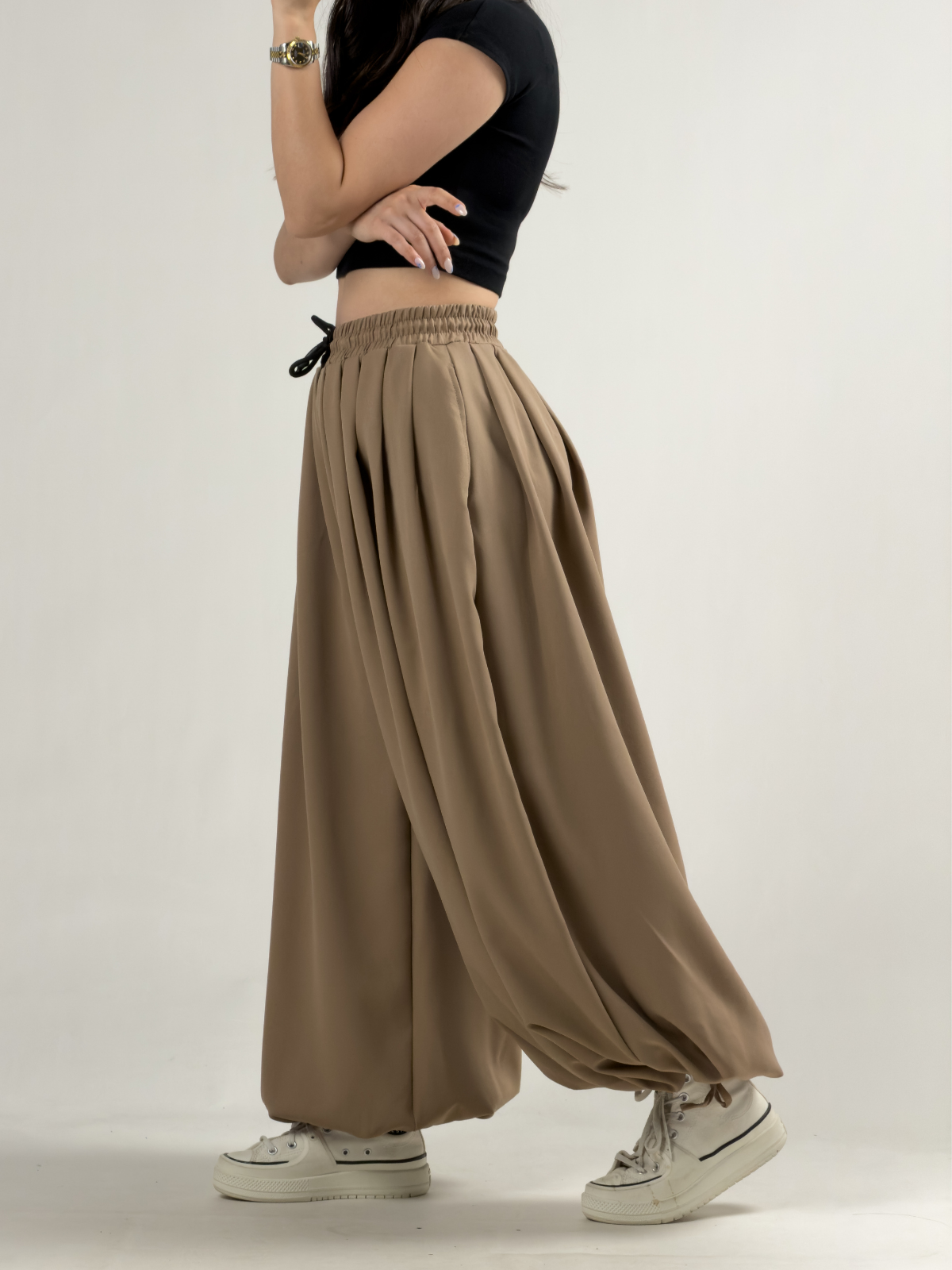 Süper Oversize Taba Kadın Jogger Pantolon COC3228