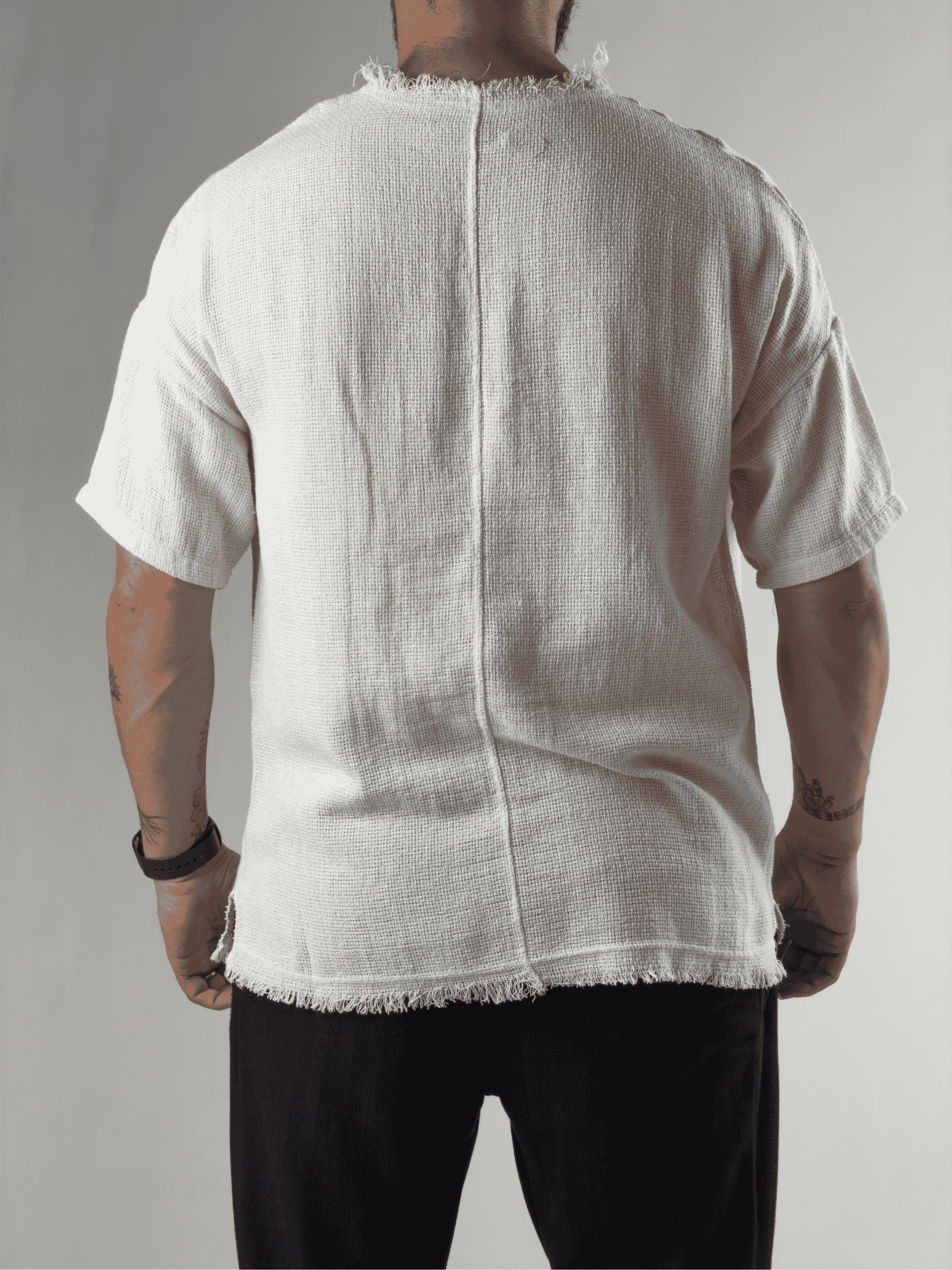 Tasarım Çiçek Desenli Erkek Beyaz T-Shirt COC3200