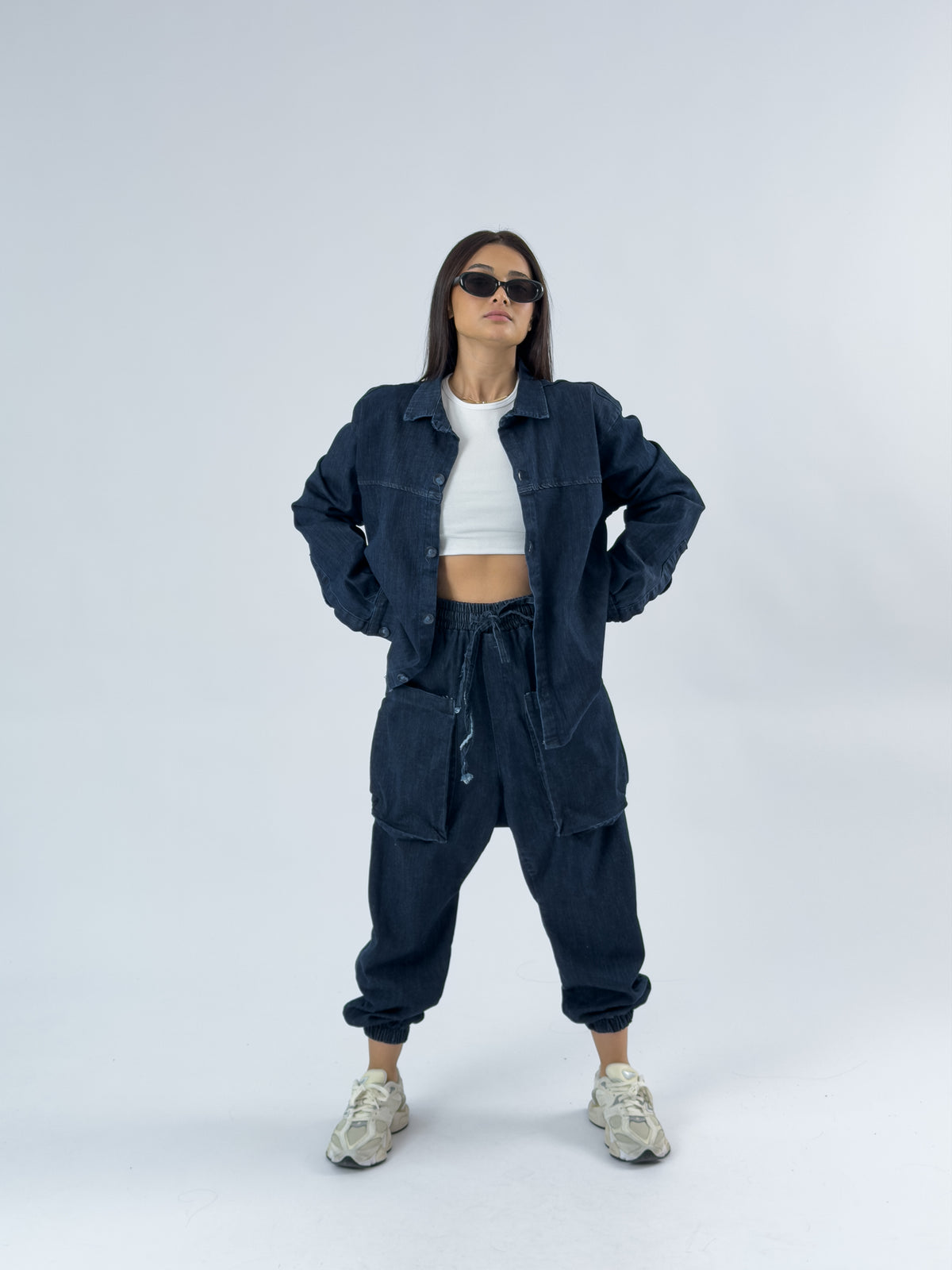 Tasarım Denim Lacivert Kadın Takım COC3465