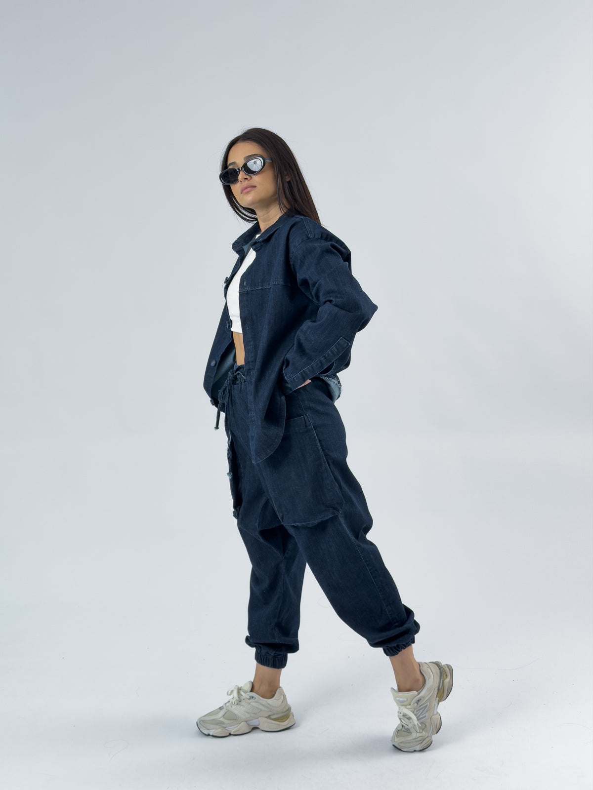 Tasarım Denim Lacivert Kadın Takım COC3465