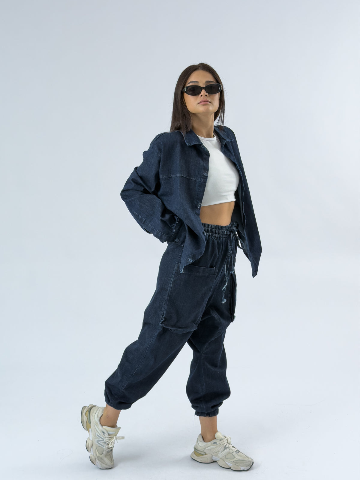 Tasarım Denim Lacivert Kadın Takım COC3465