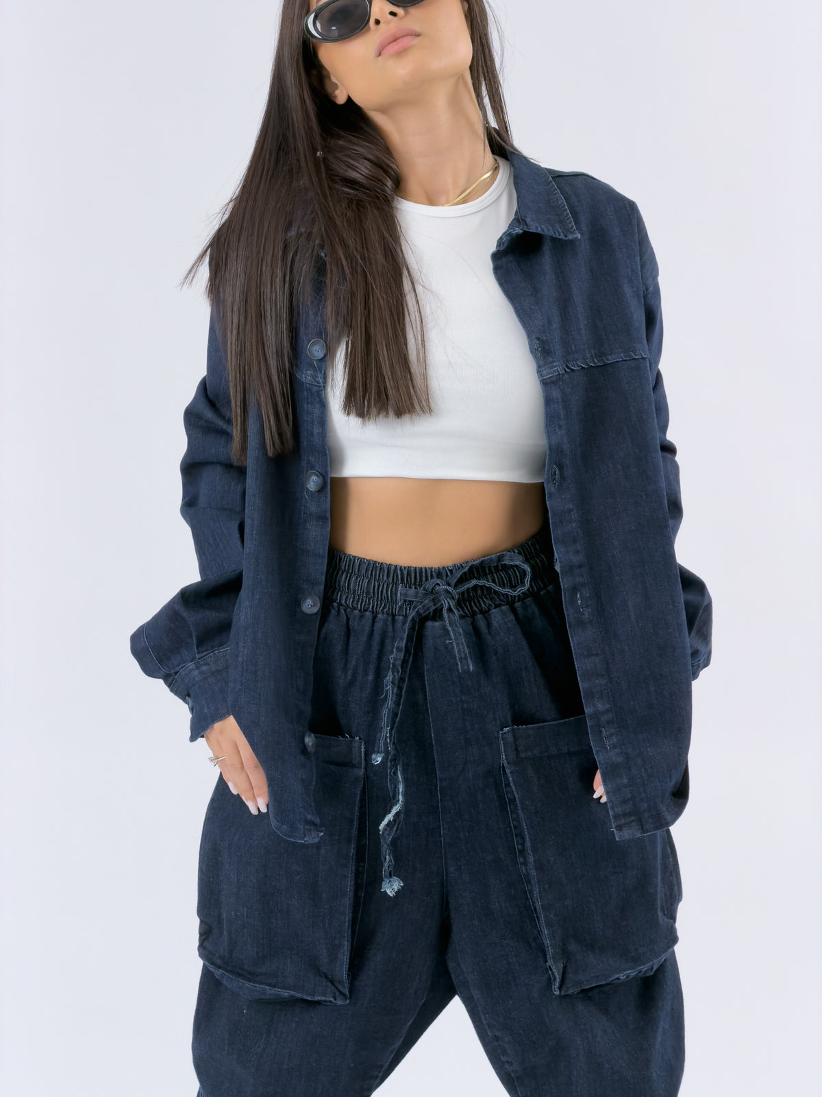Tasarım Denim Lacivert Kadın Takım COC3465
