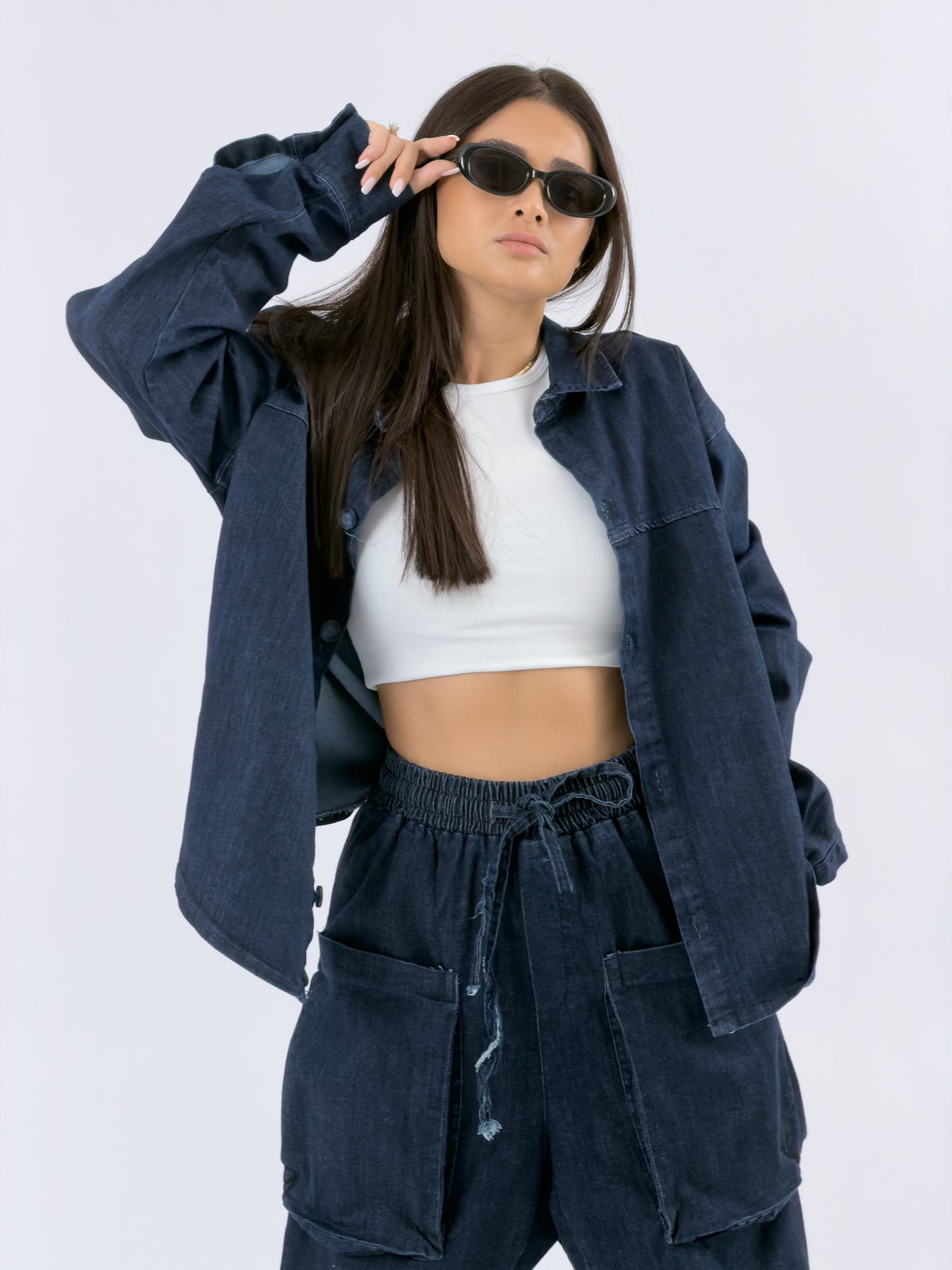Tasarım Denim Lacivert Kadın Takım COC3465
