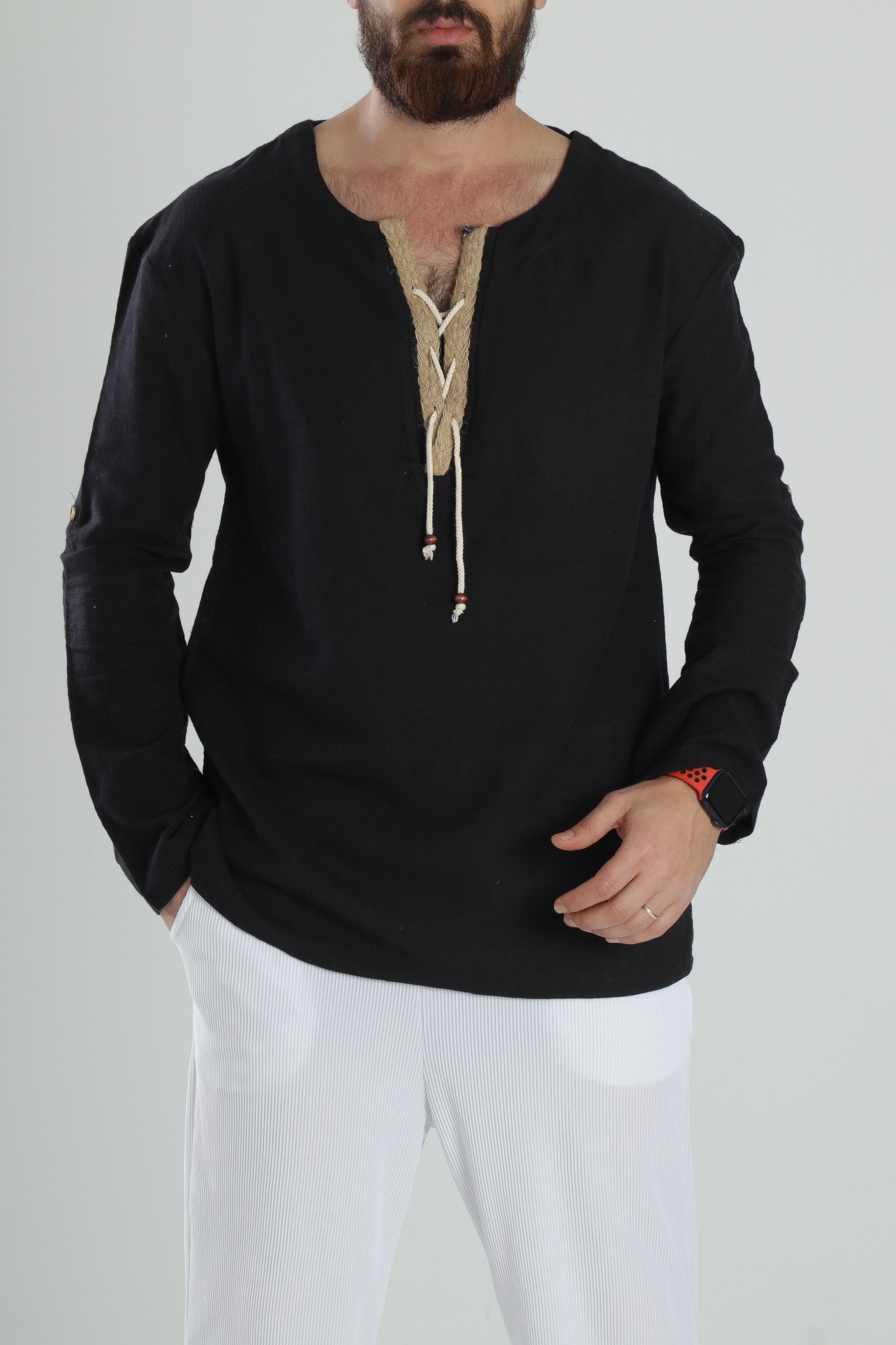 Tasarım İpli Siyah T-Shirt COC1598
