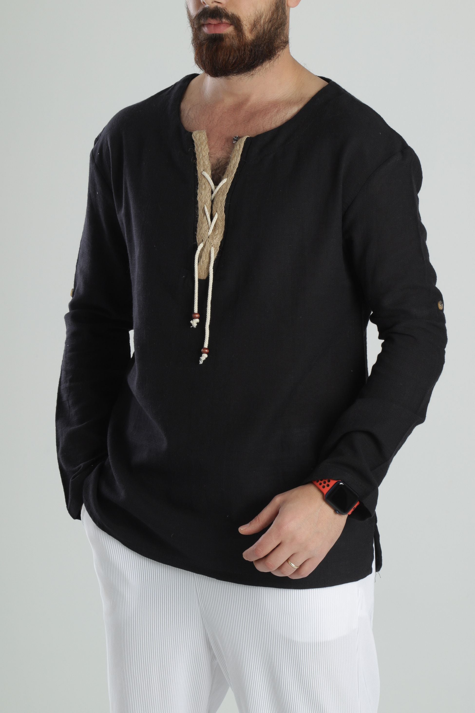 Tasarım İpli Siyah T-Shirt COC1598