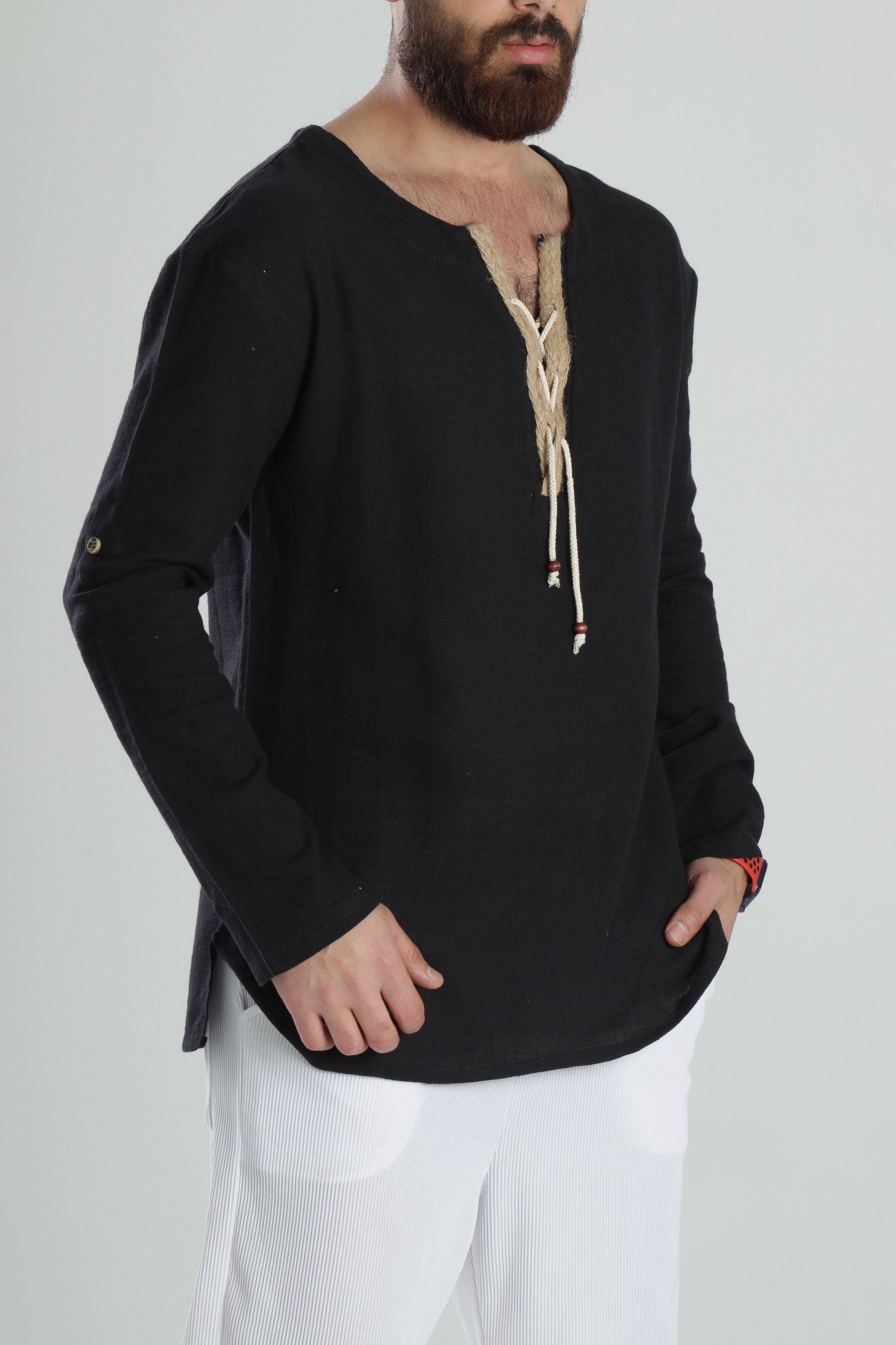 Tasarım İpli Siyah T-Shirt COC1598