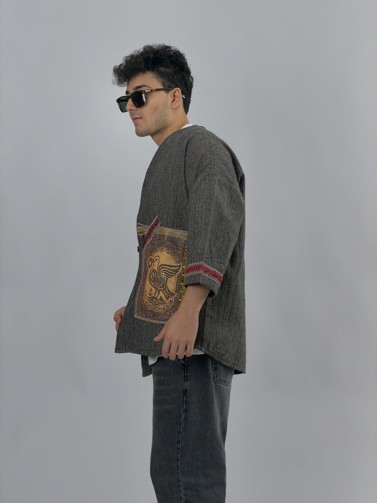 Tasarım İstanbul Gri Erkek Kimono COC3554