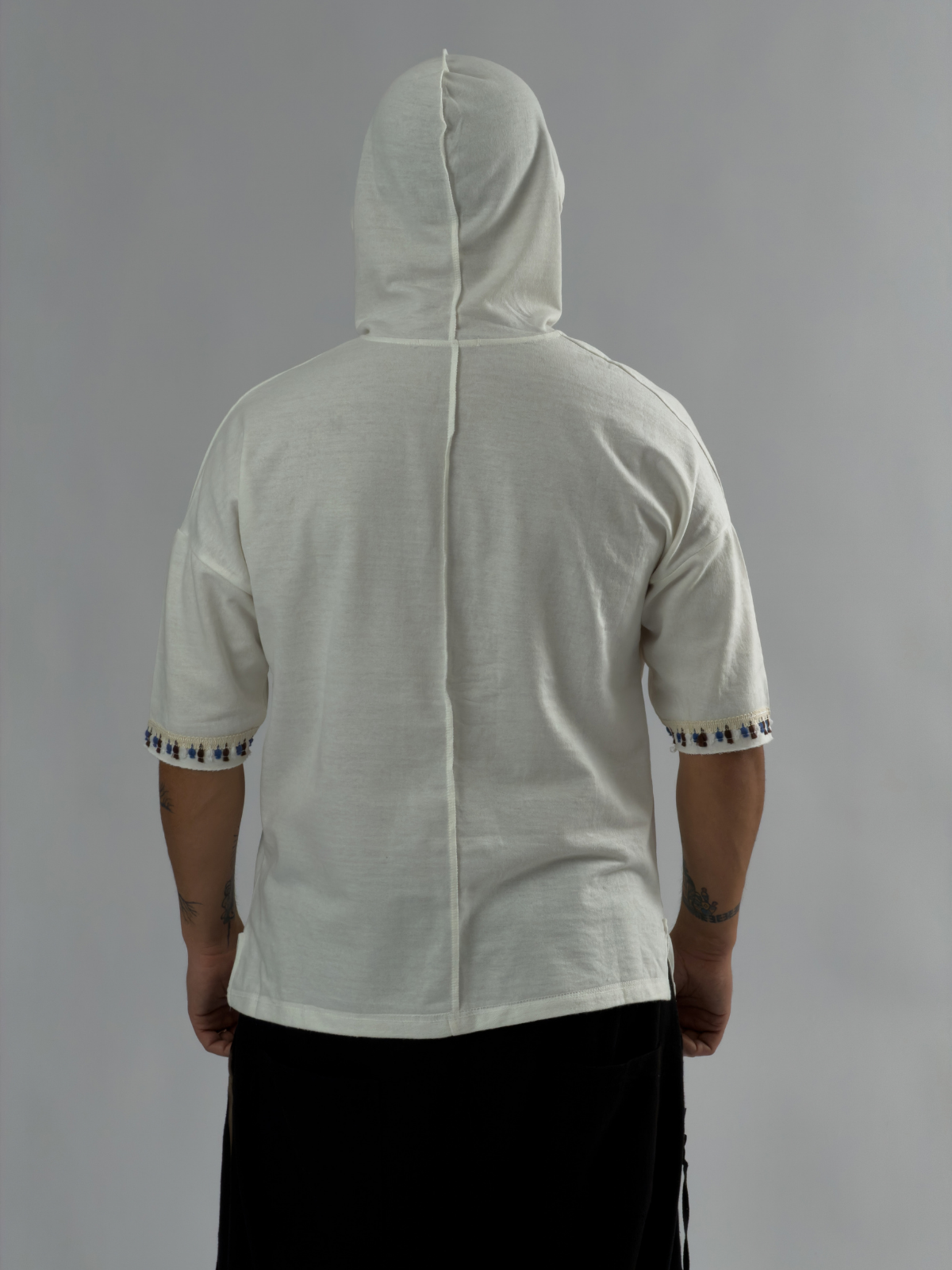 Tasarım Kapüşonlu Beyaz Erkek Sweatshirt COC3451