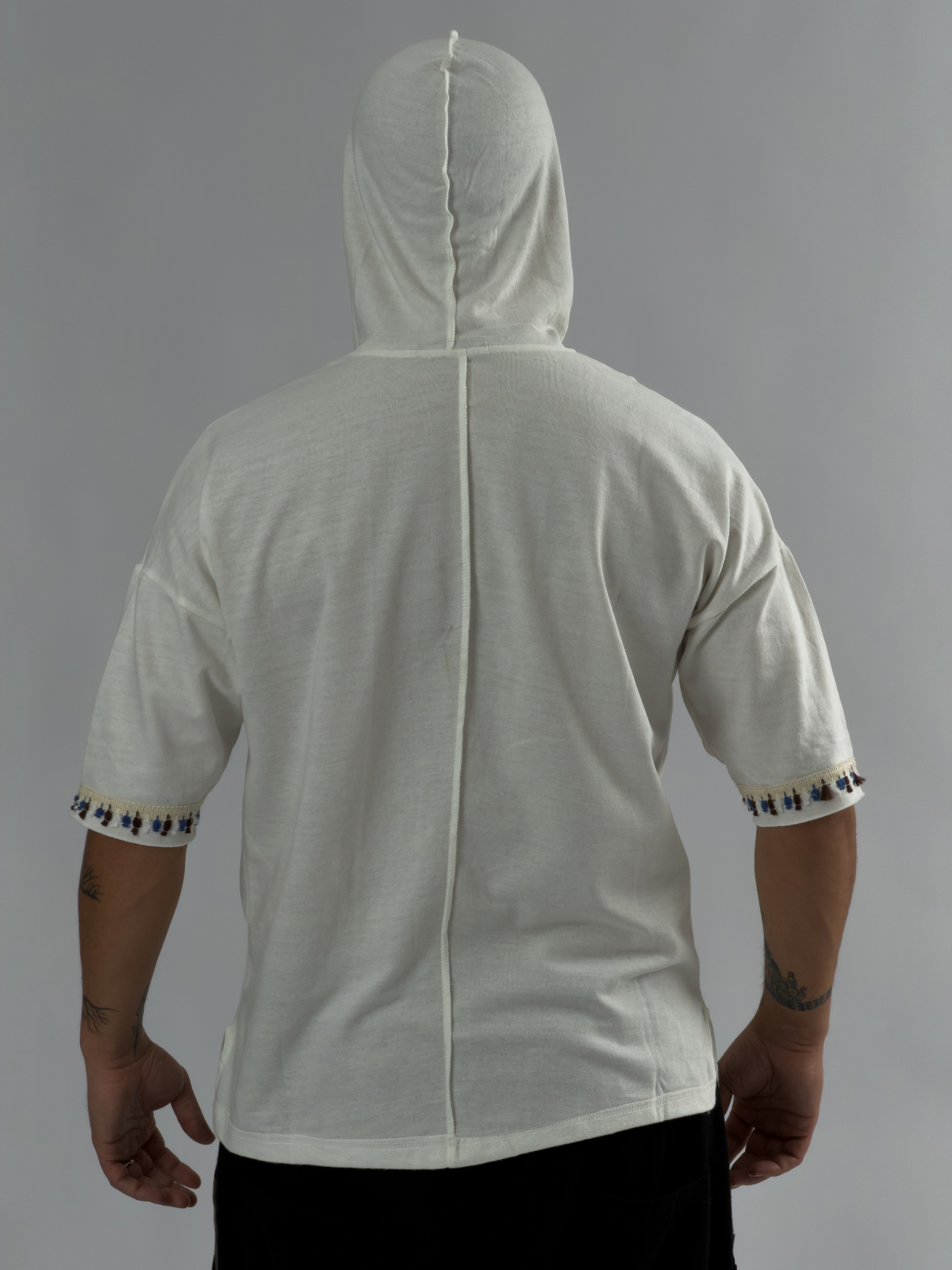 Tasarım Kapüşonlu Ekru Erkek Sweatshirt COC3450