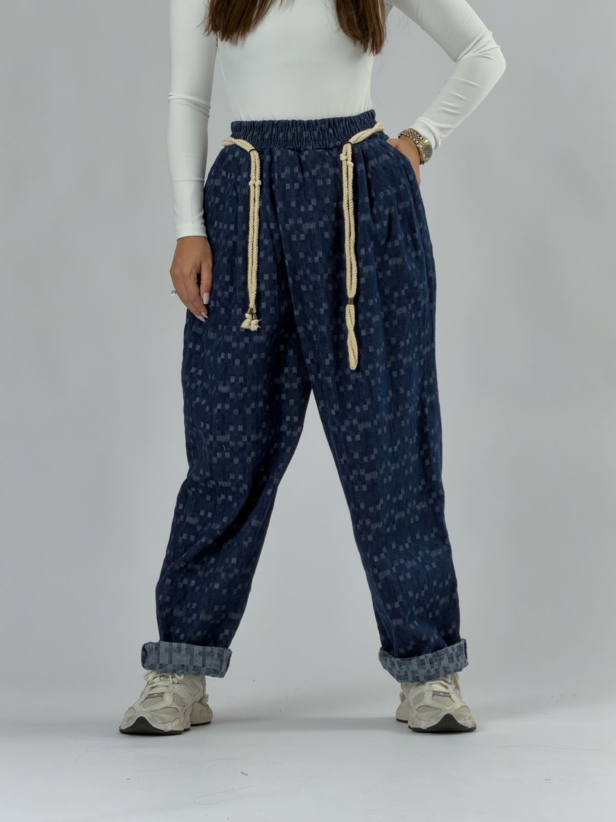 Tasarım Mavi Kadın Baggy Pantolon COC3503